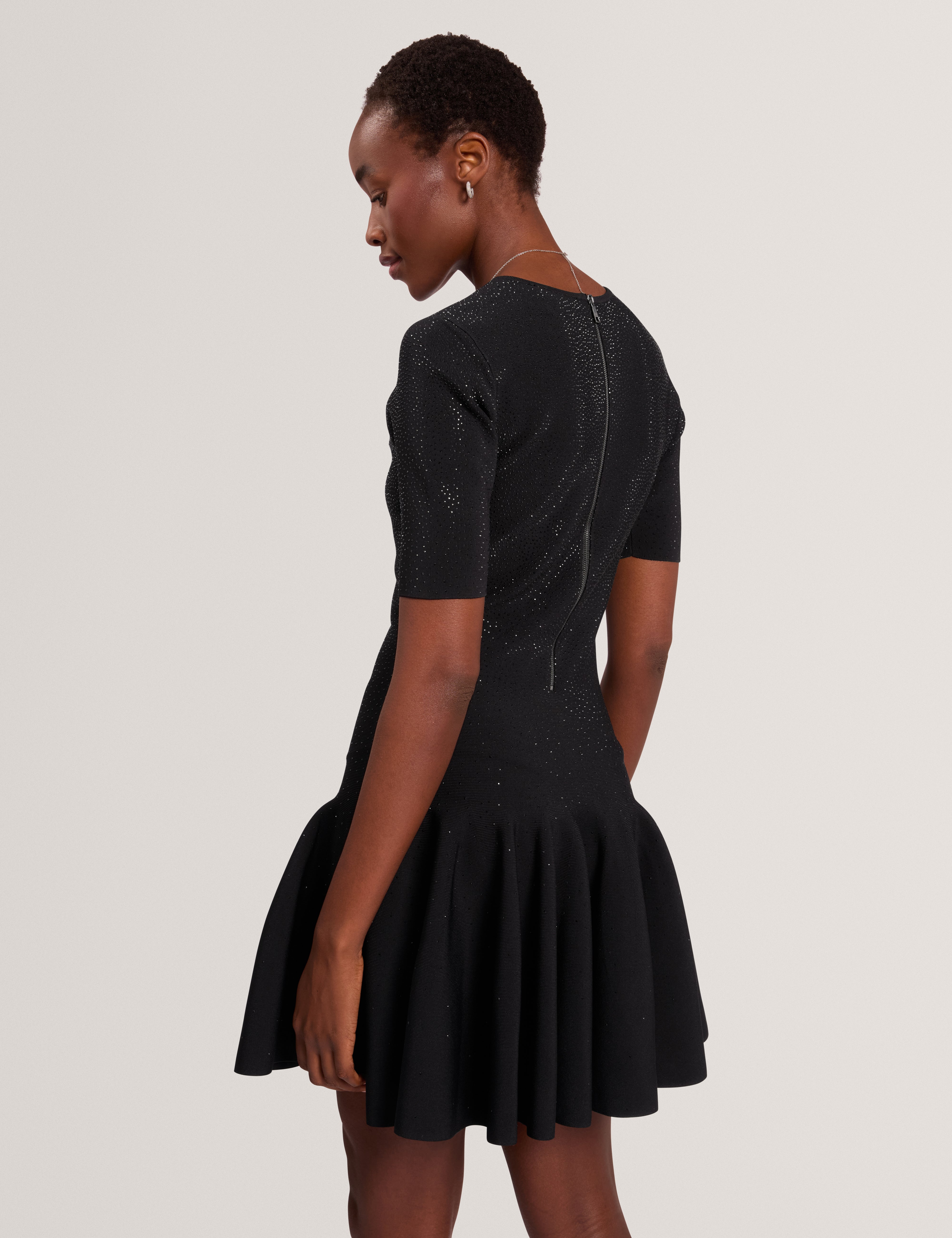 Stellea Hot Fix Mini Skater Dress Black