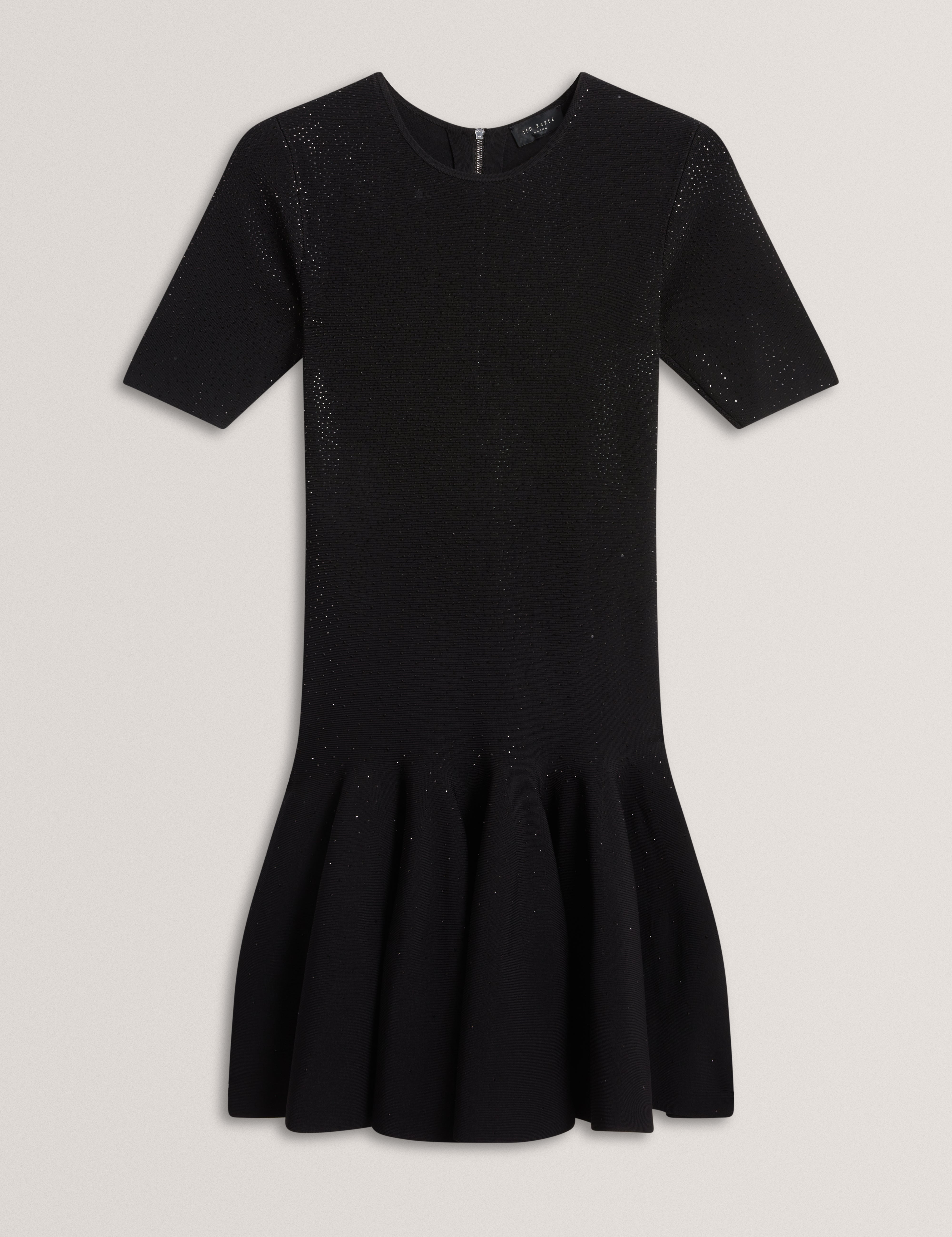 Stellea Hot Fix Mini Skater Dress Black