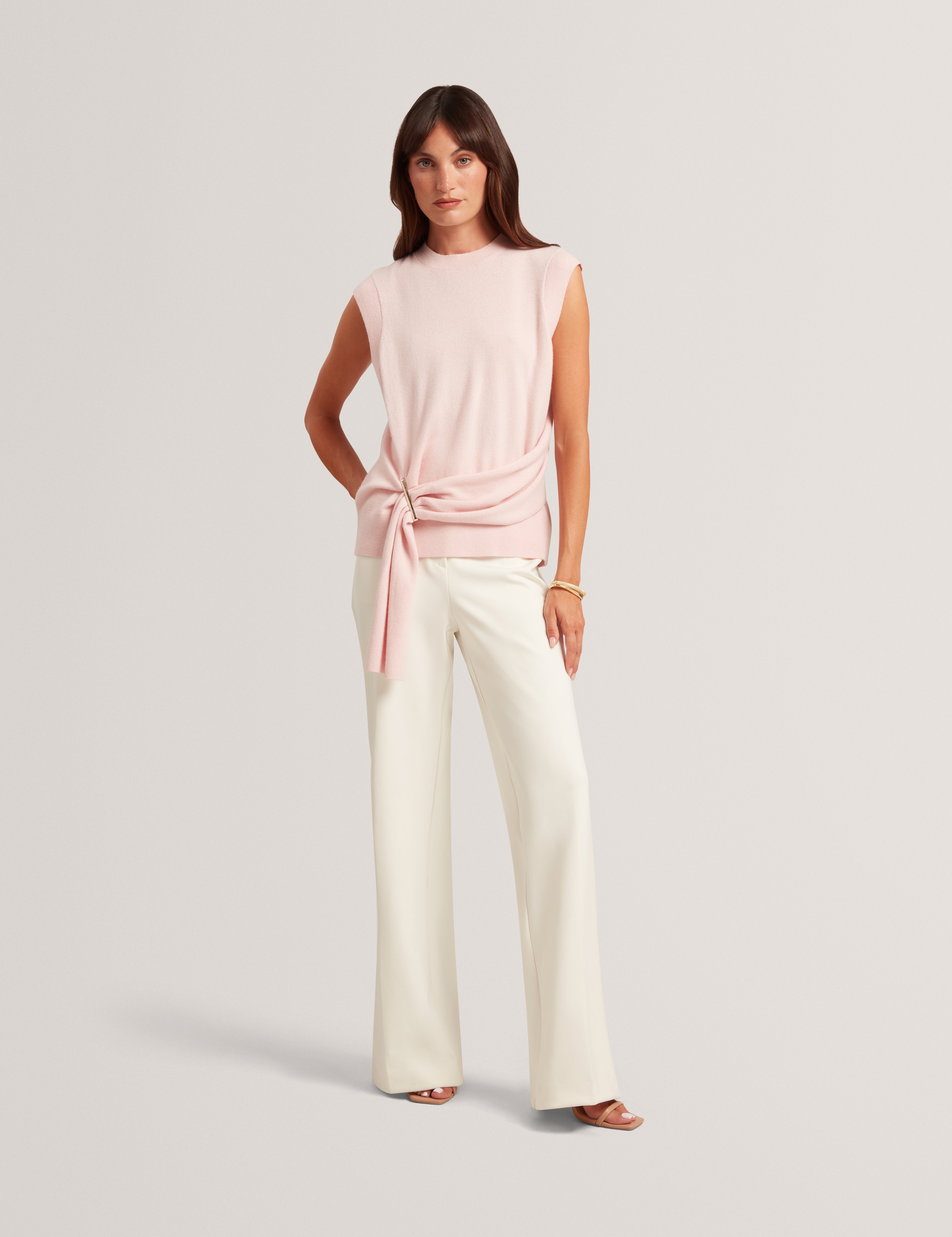 Maleene Drape Detail Sleeveless Jumper Dusky-Pink