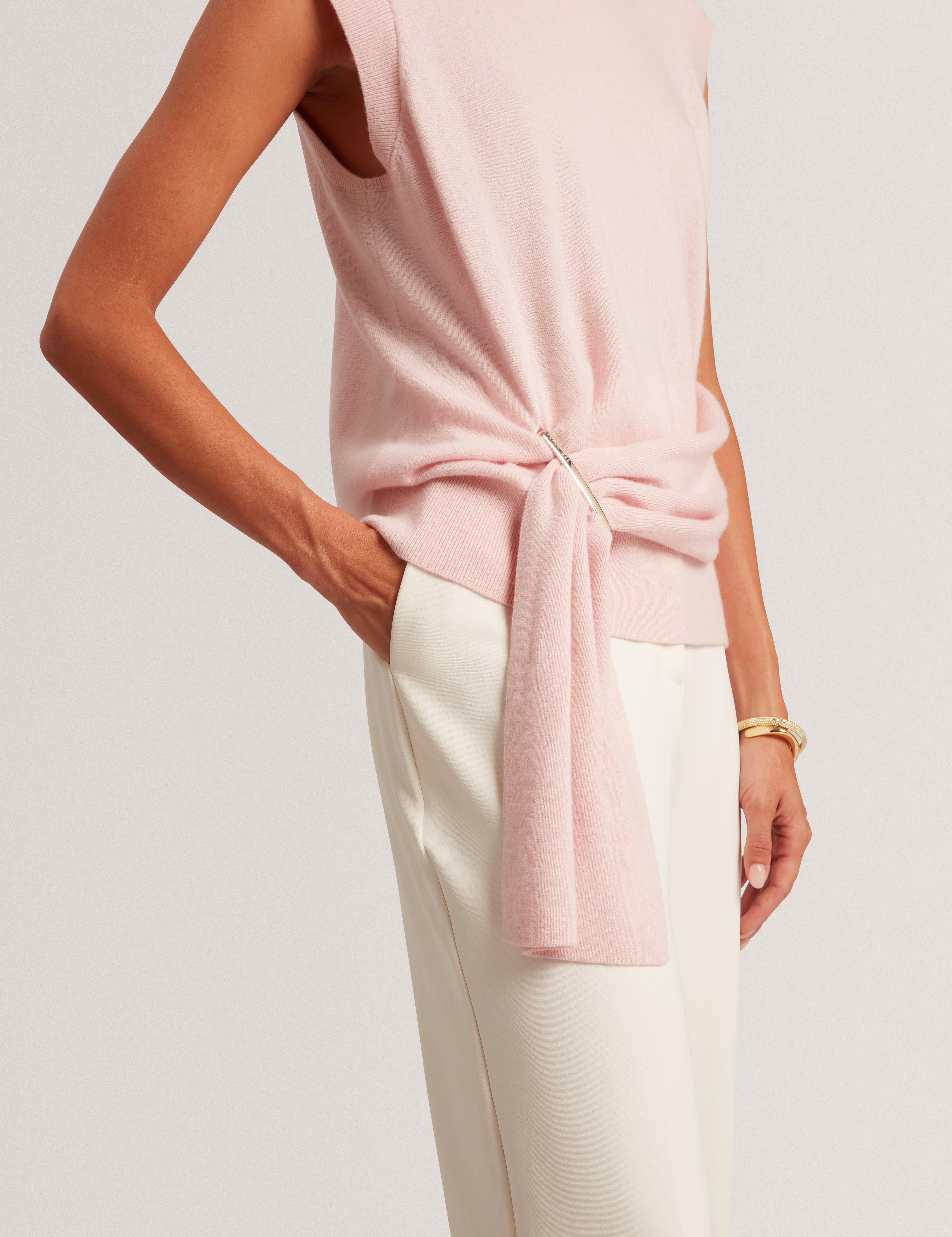 Maleene Drape Detail Sleeveless Jumper Dusky-Pink