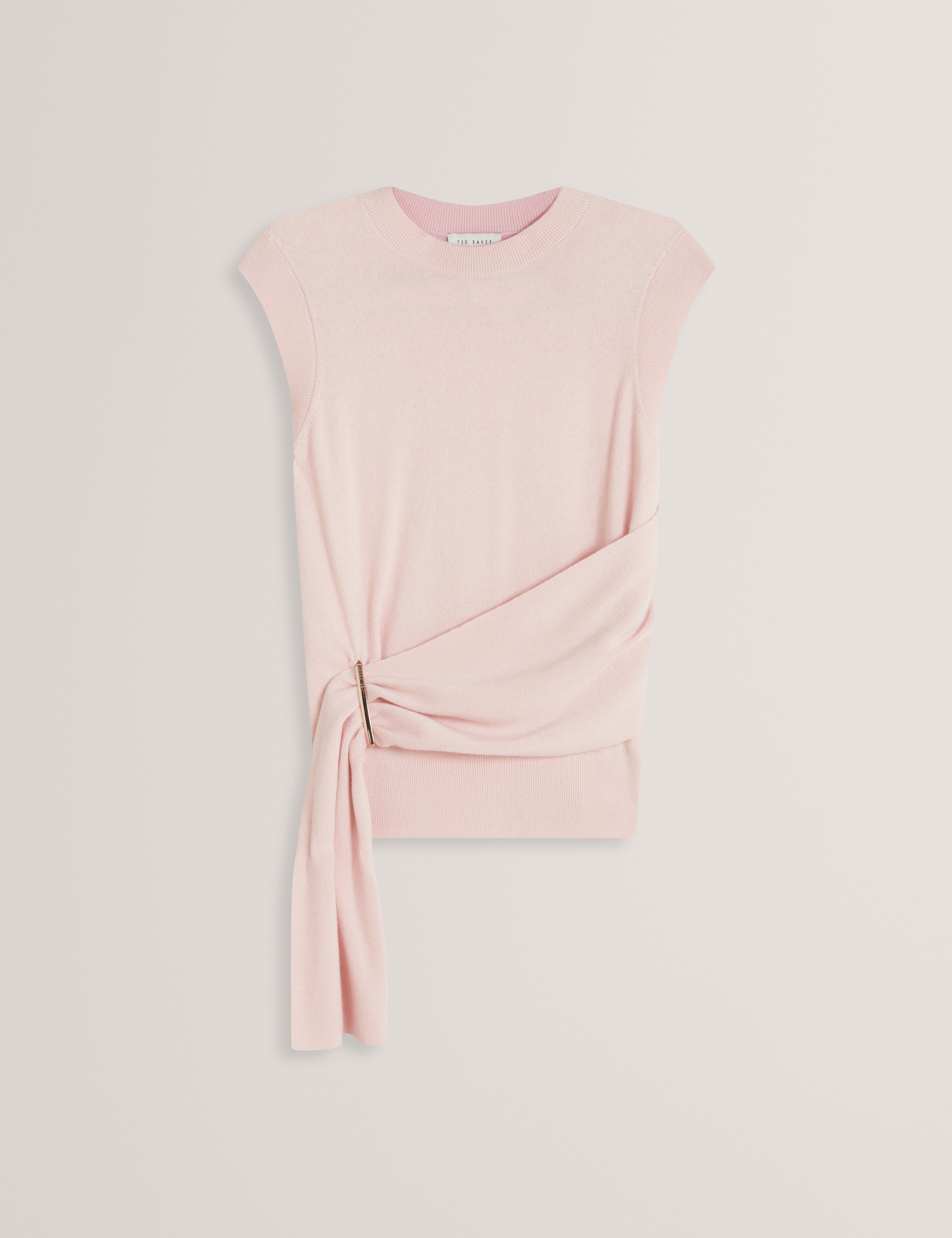 Maleene Drape Detail Sleeveless Jumper Dusky-Pink