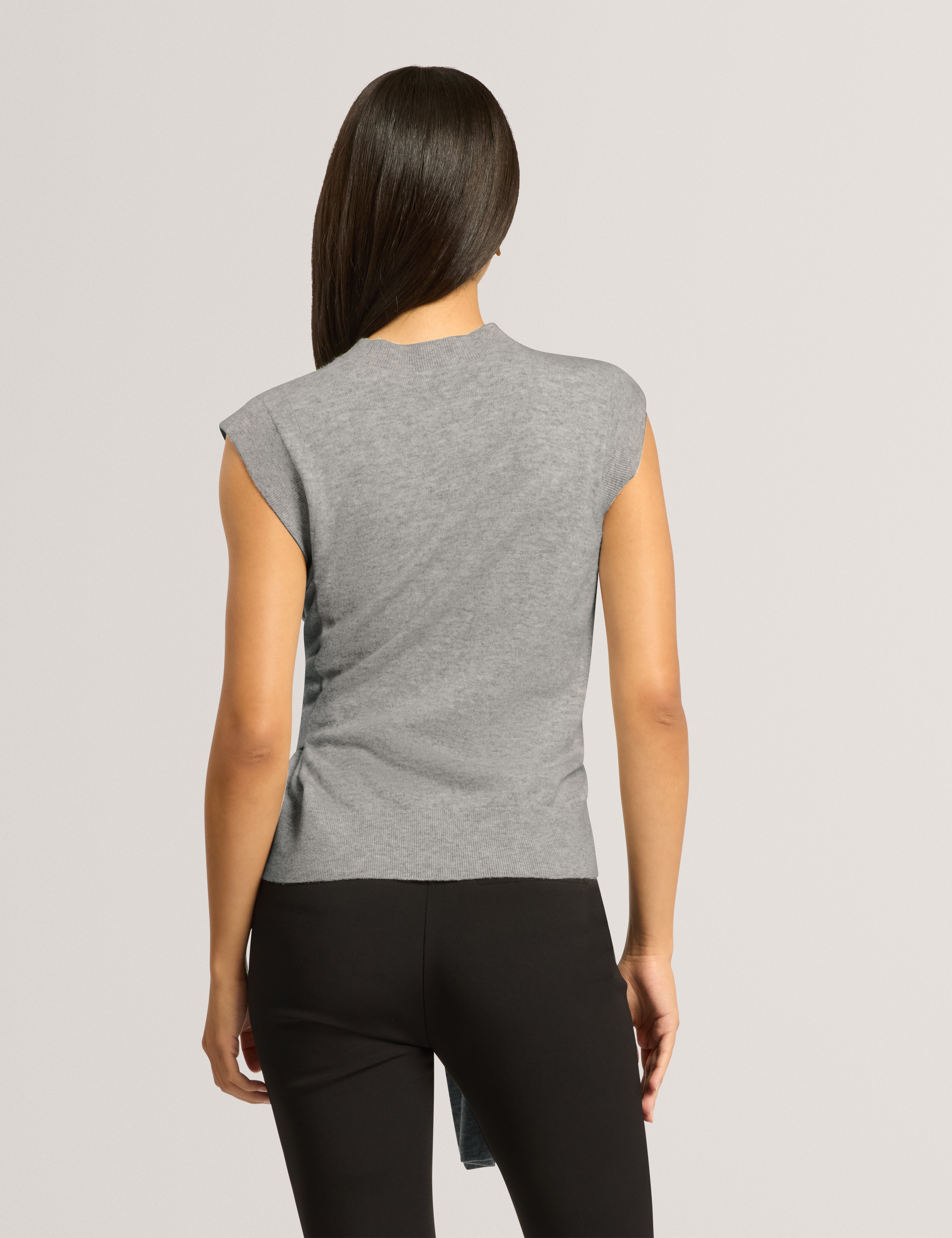 Maleene Drape Detail Sleeveless Jumper Grey