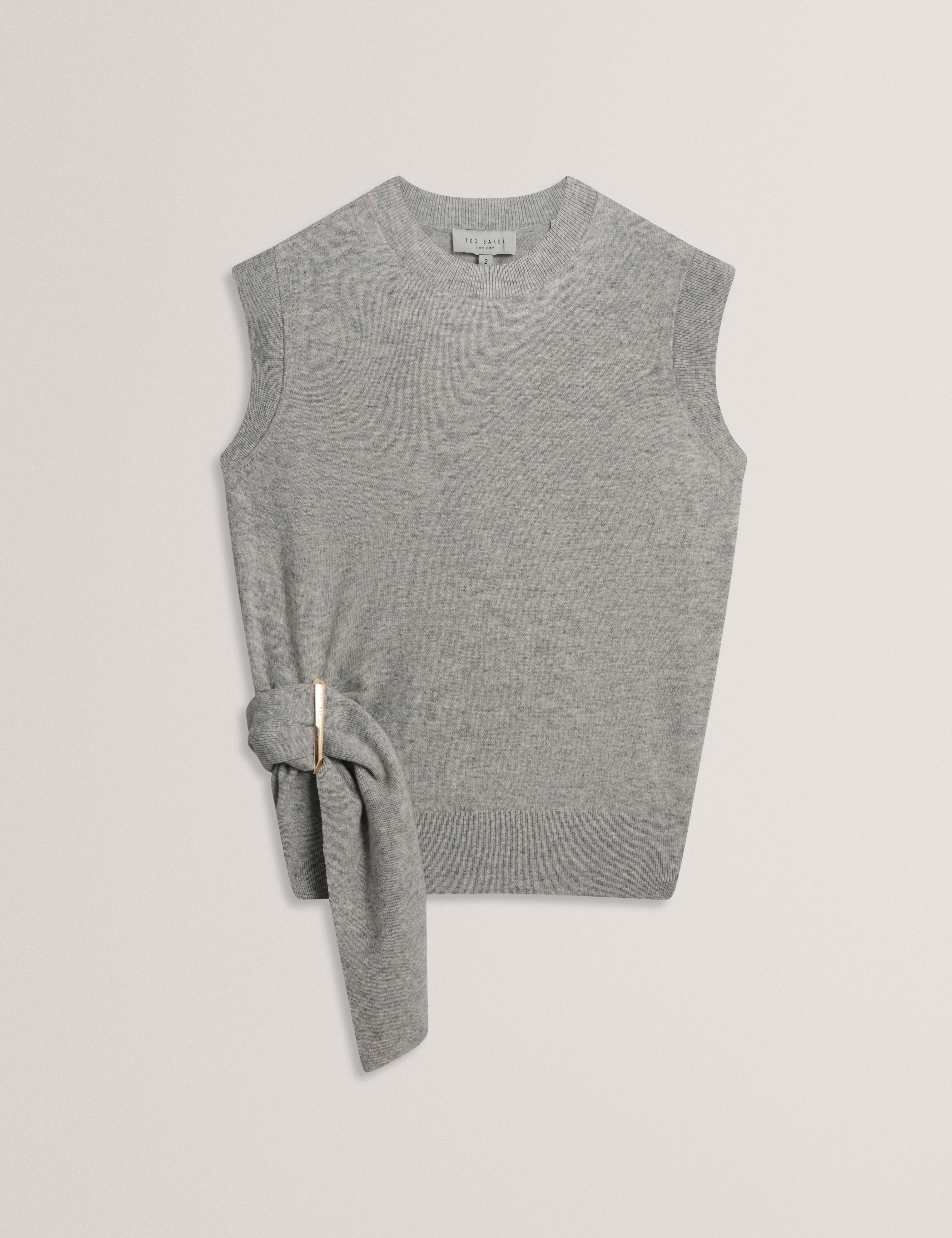 Maleene Drape Detail Sleeveless Jumper Grey