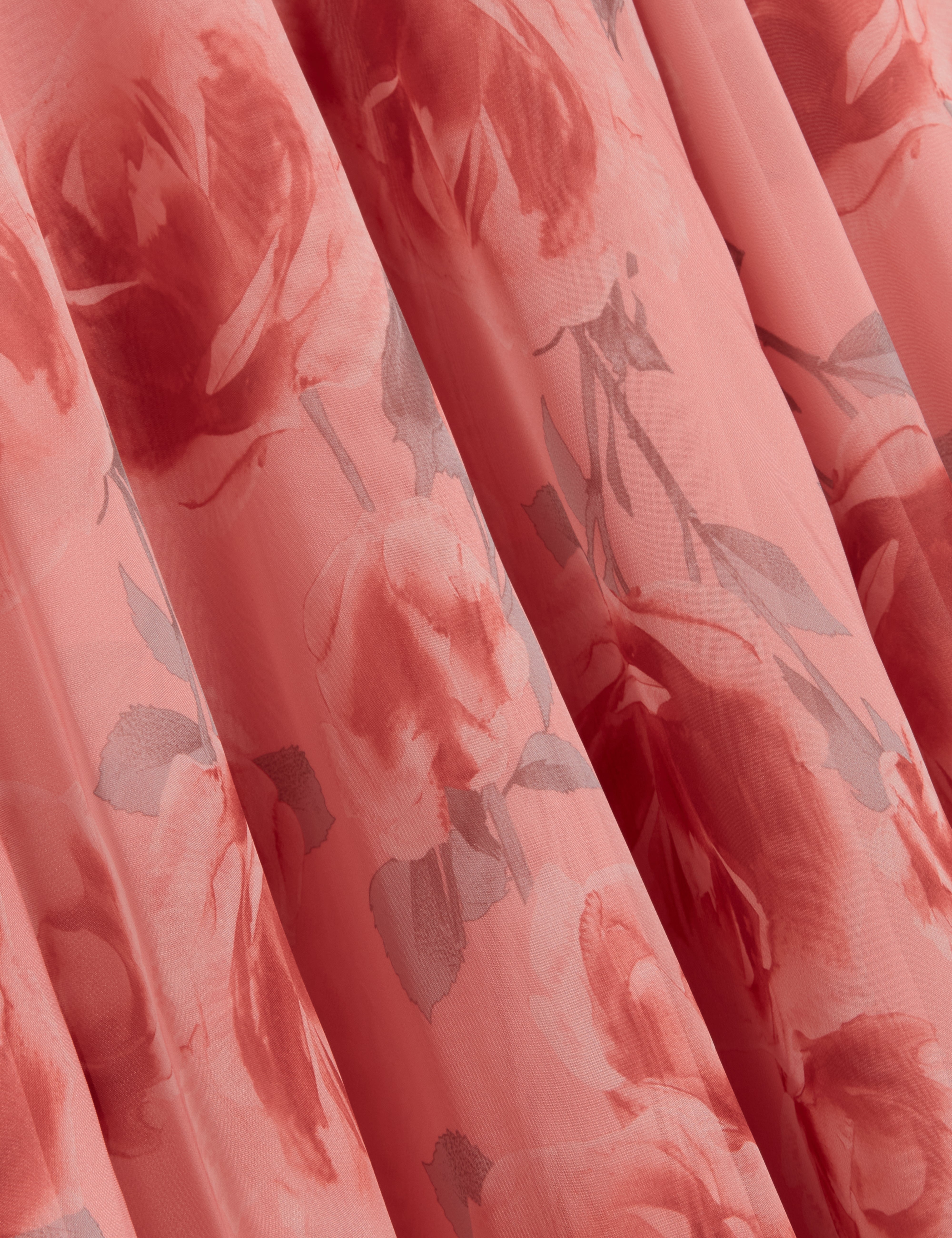 Meeza Printed Sheer Cap Sleeve Maxi Dress Coral