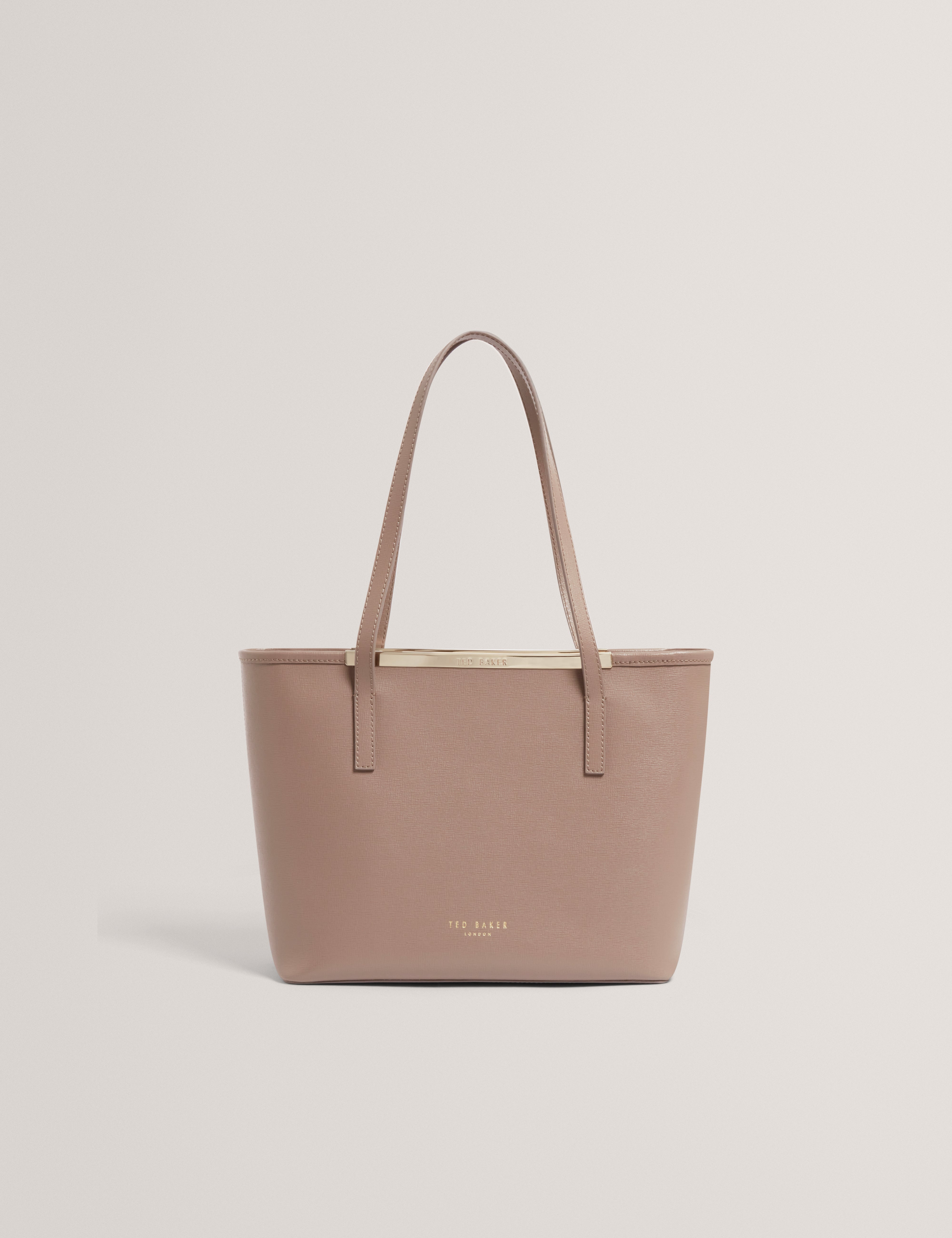 Hayleyz Saffiano Leather Small Shopper Bag Taupe