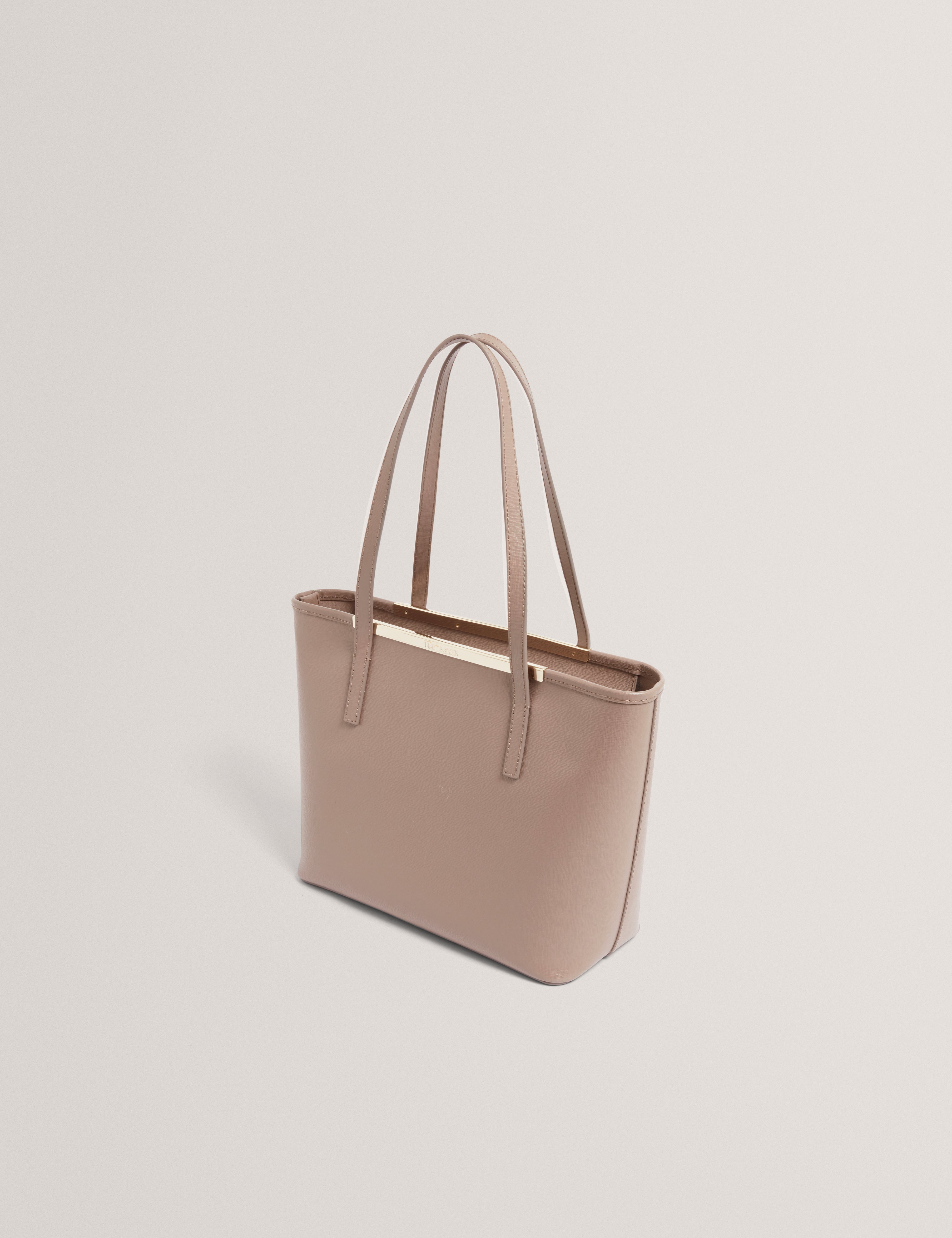 Hayleyz Saffiano Leather Small Shopper Bag Taupe