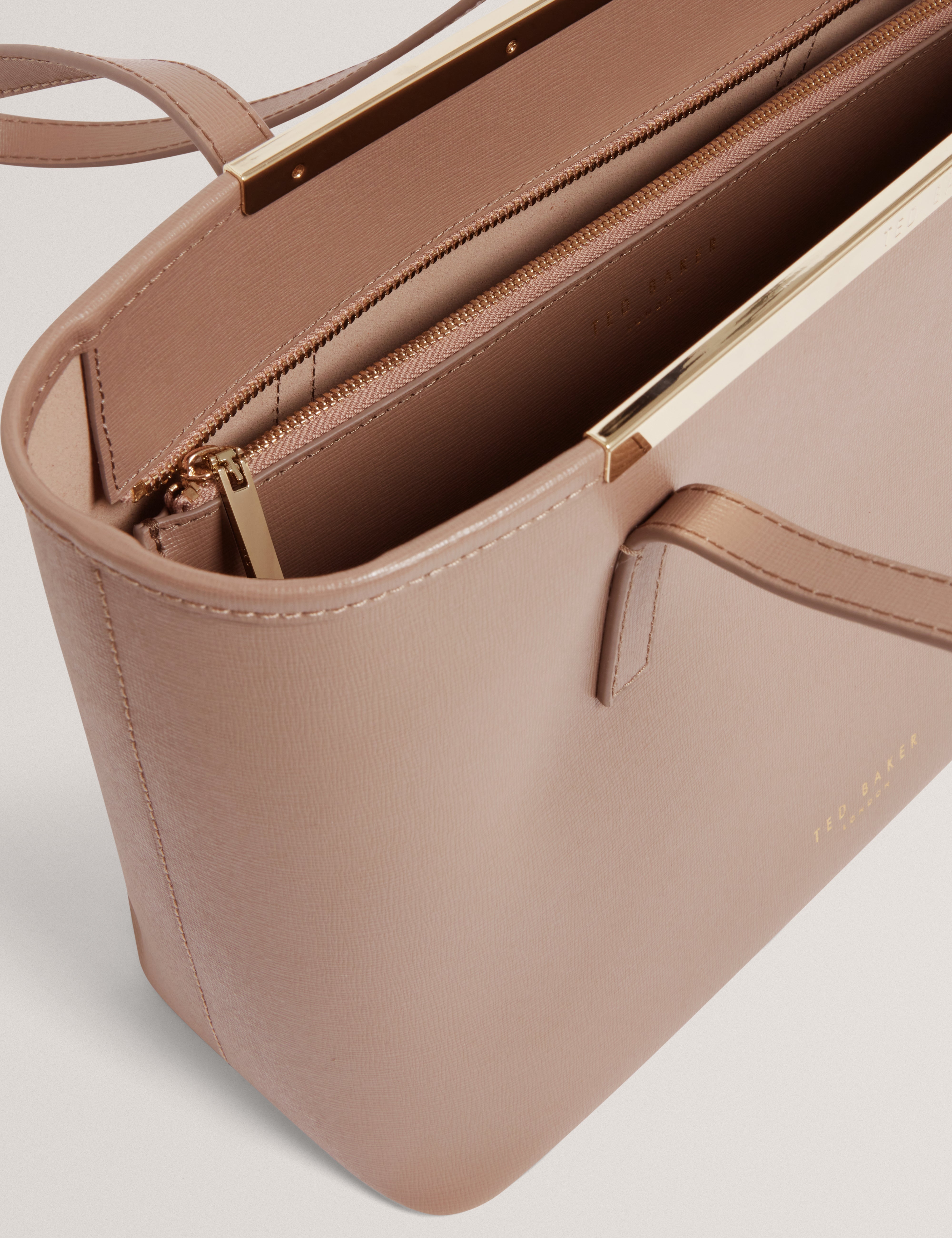 Hayleyz Saffiano Leather Small Shopper Bag Taupe