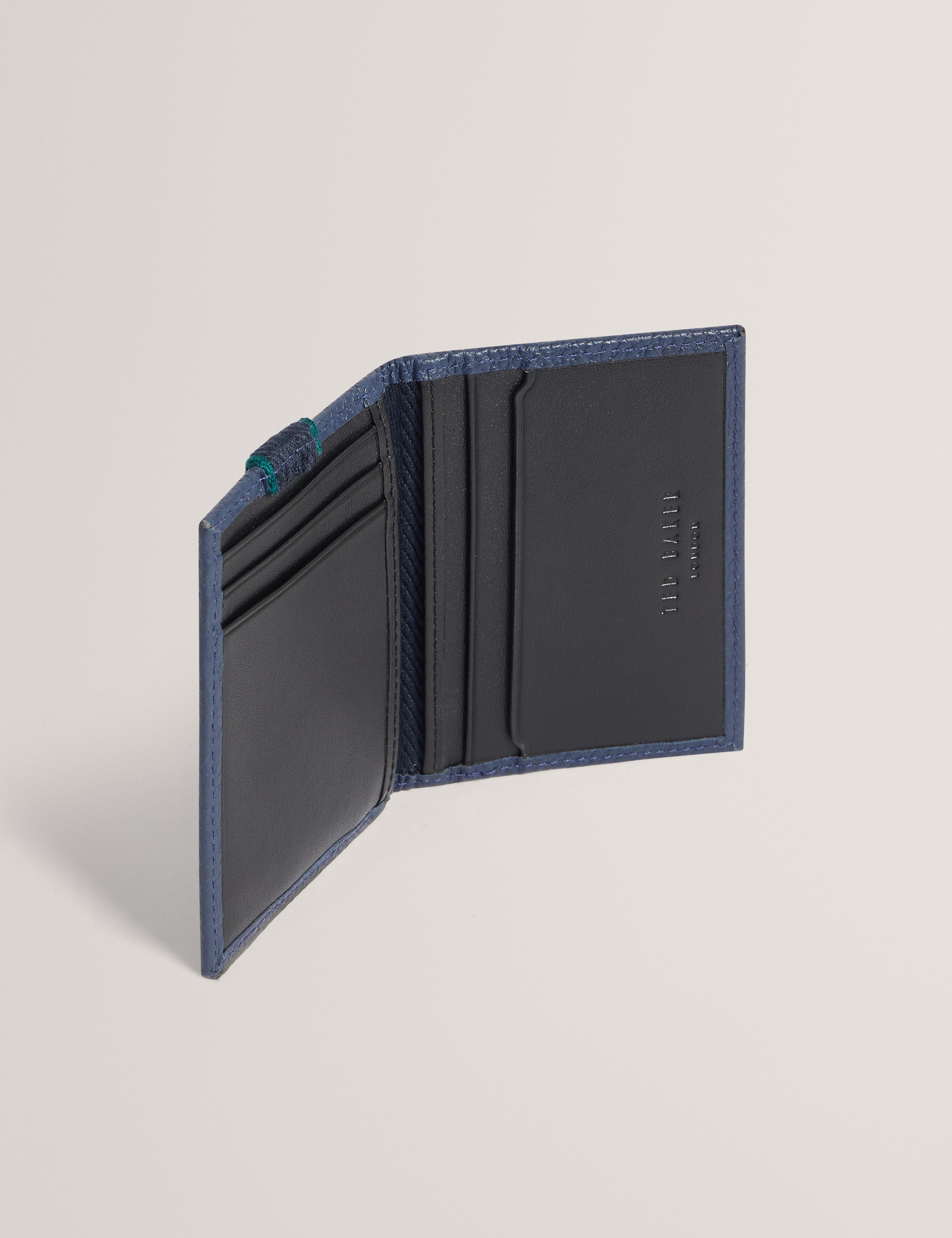 Rekeem Leather Webbing Tab Cardholder Navy