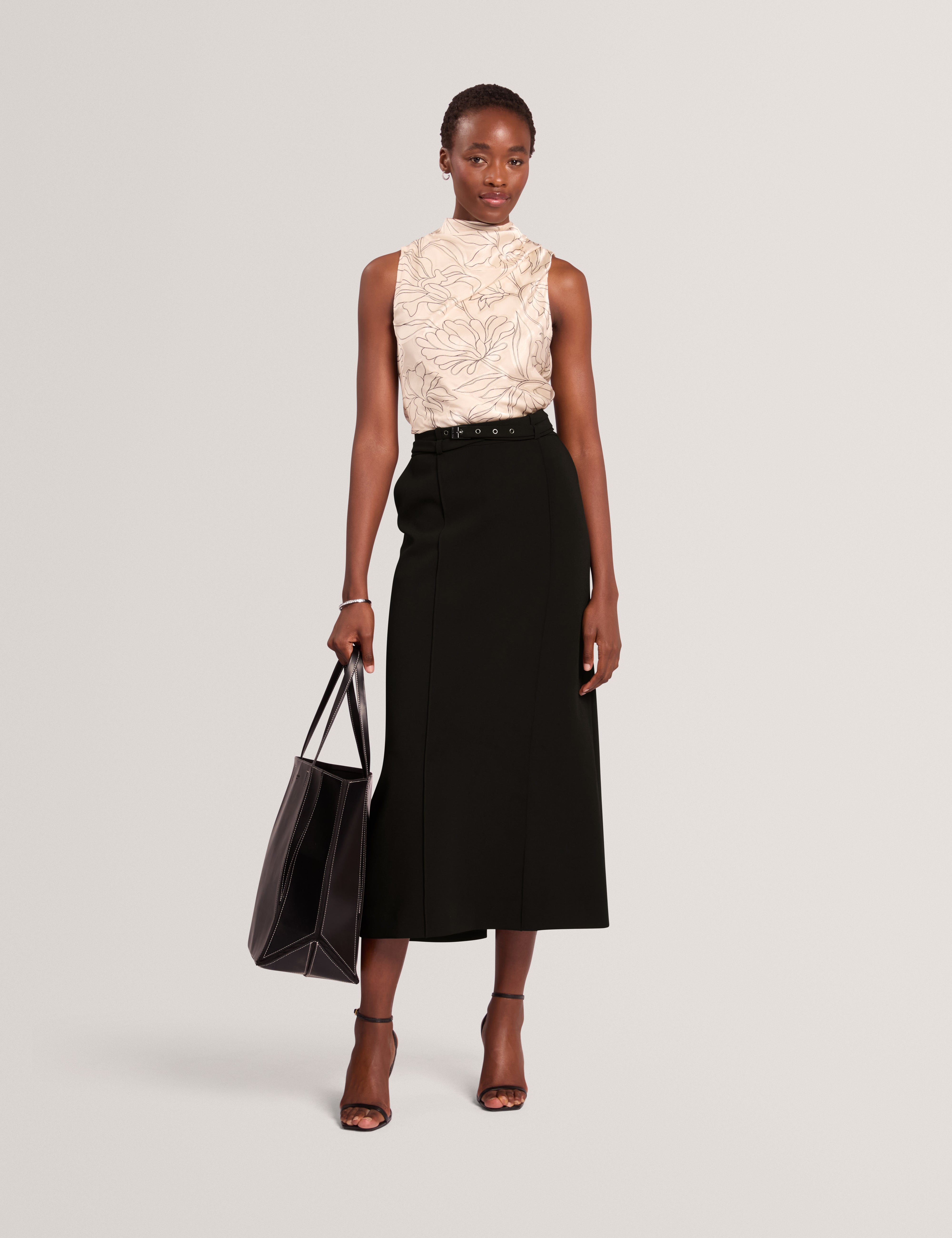 Hanlies Tailored Maxi Skirt With Belt Black