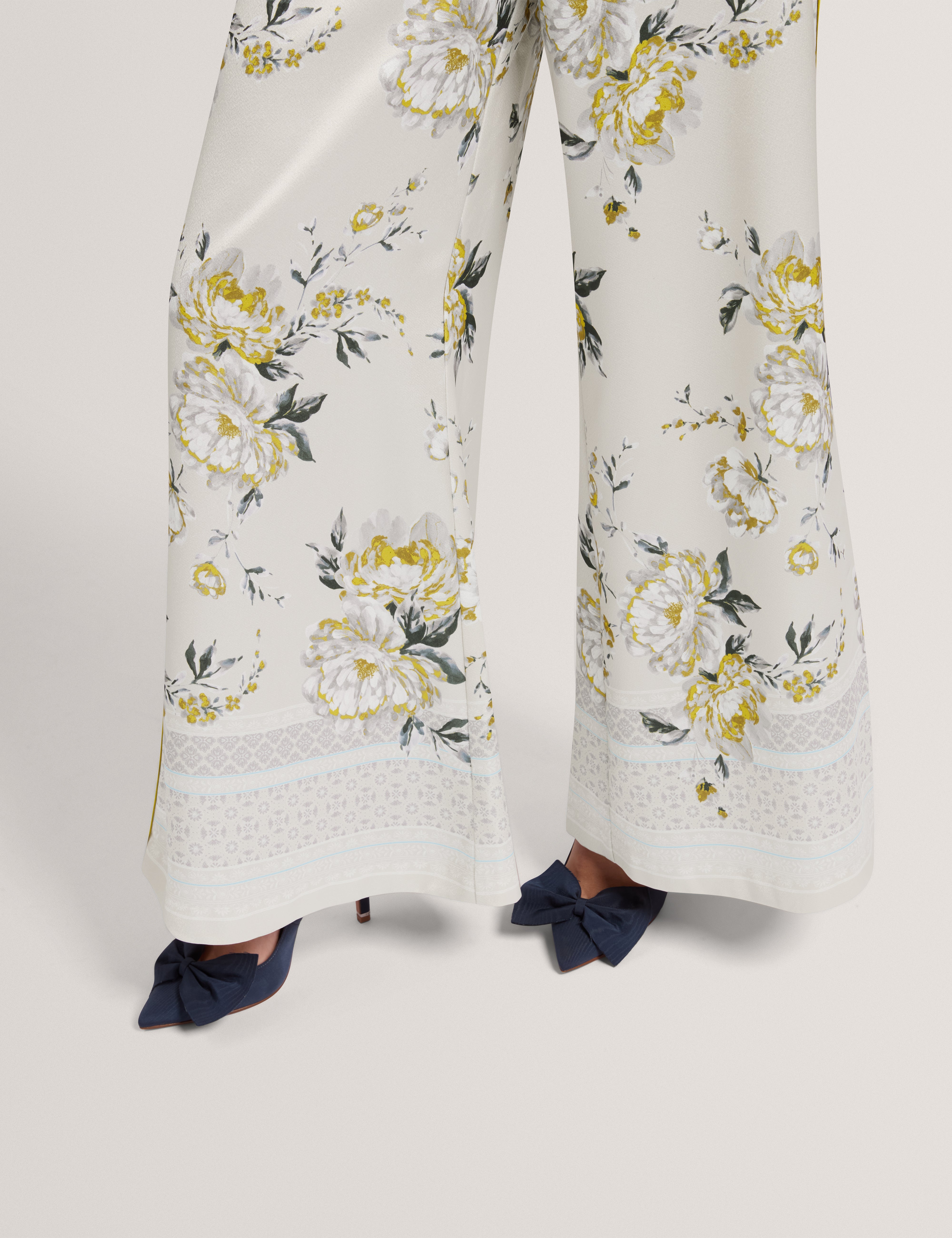 Fusta Floral Printed Wide Leg Trouser Lt-Grey