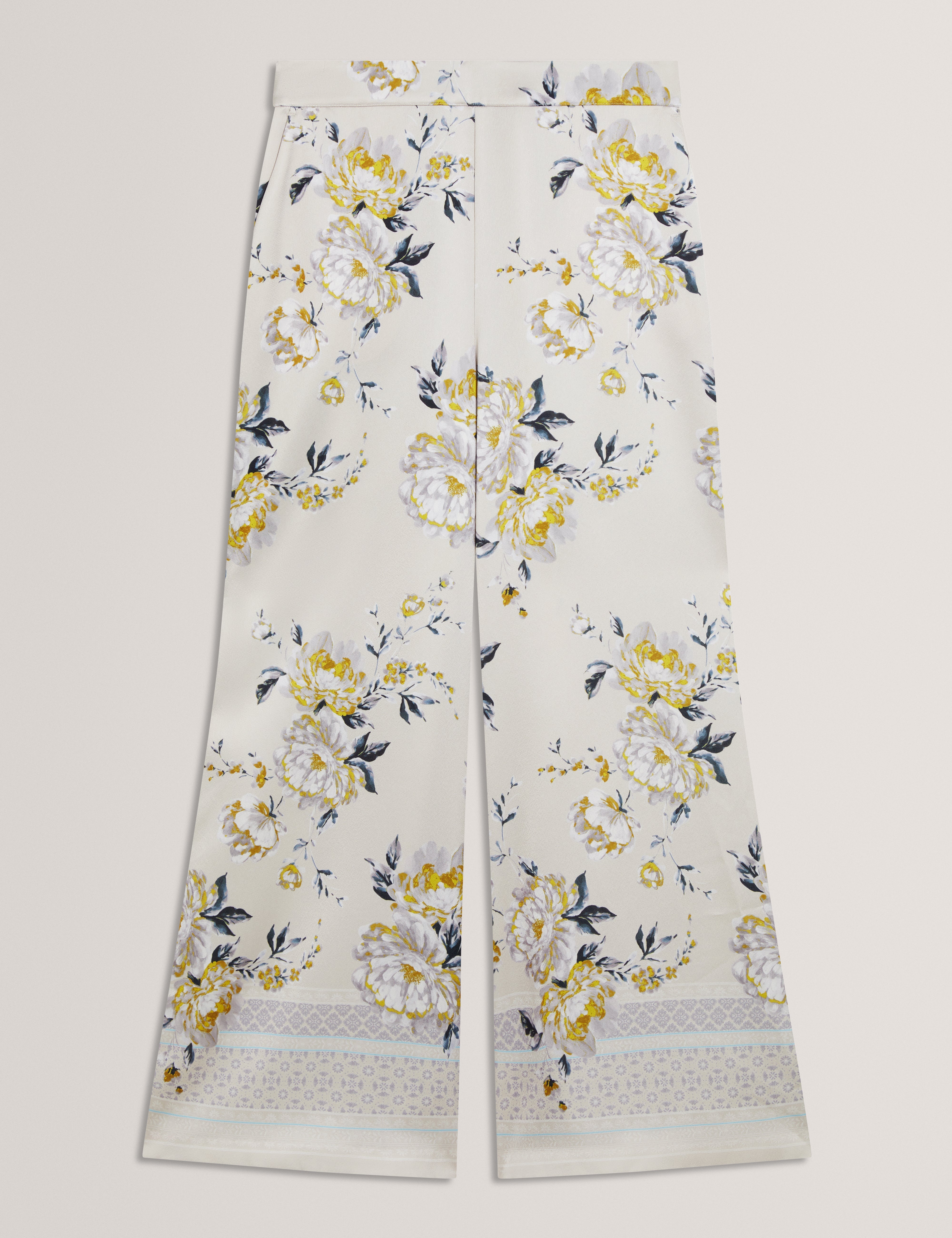 Fusta Floral Printed Wide Leg Trouser Lt-Grey