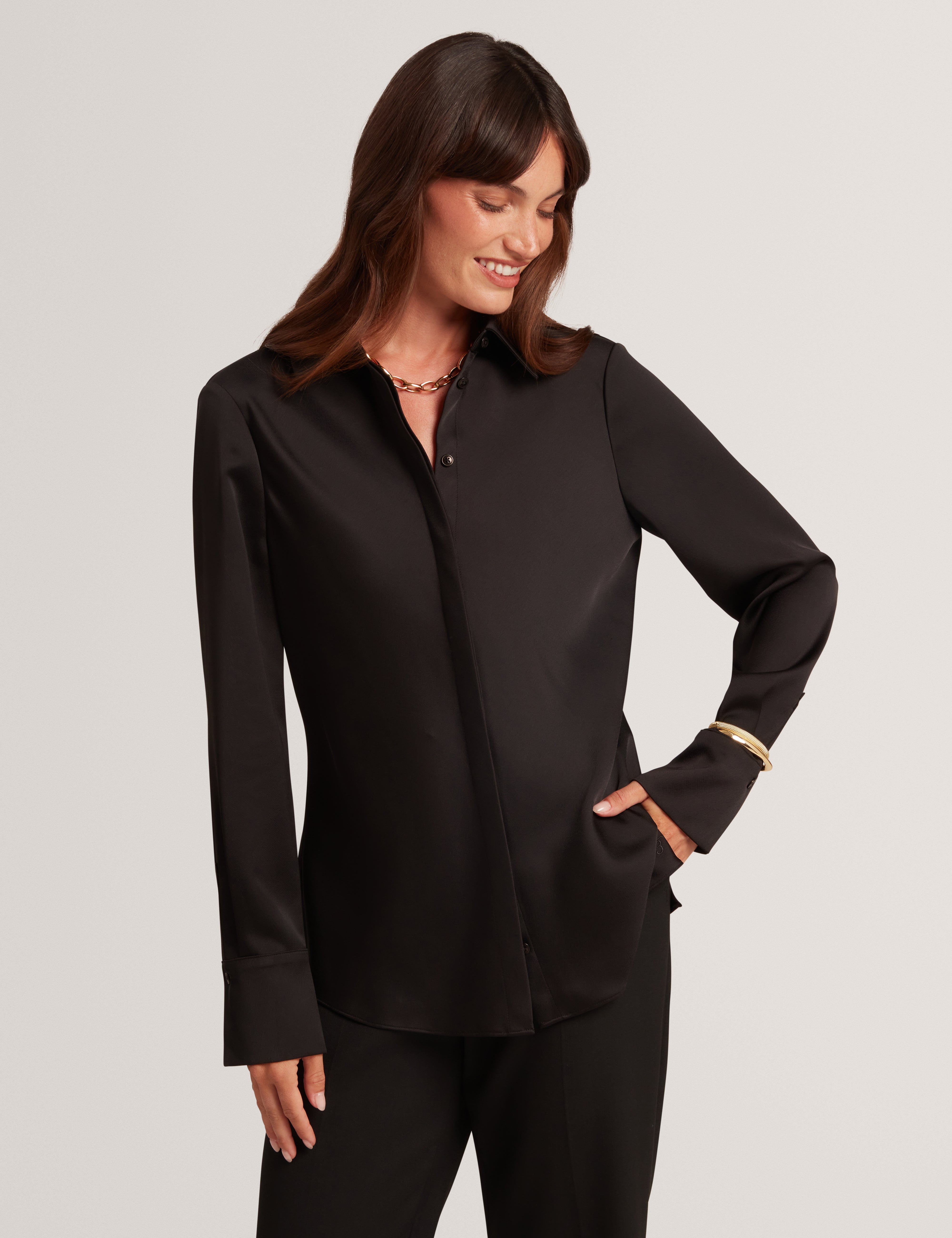 Lazzy Satin Shirt Black