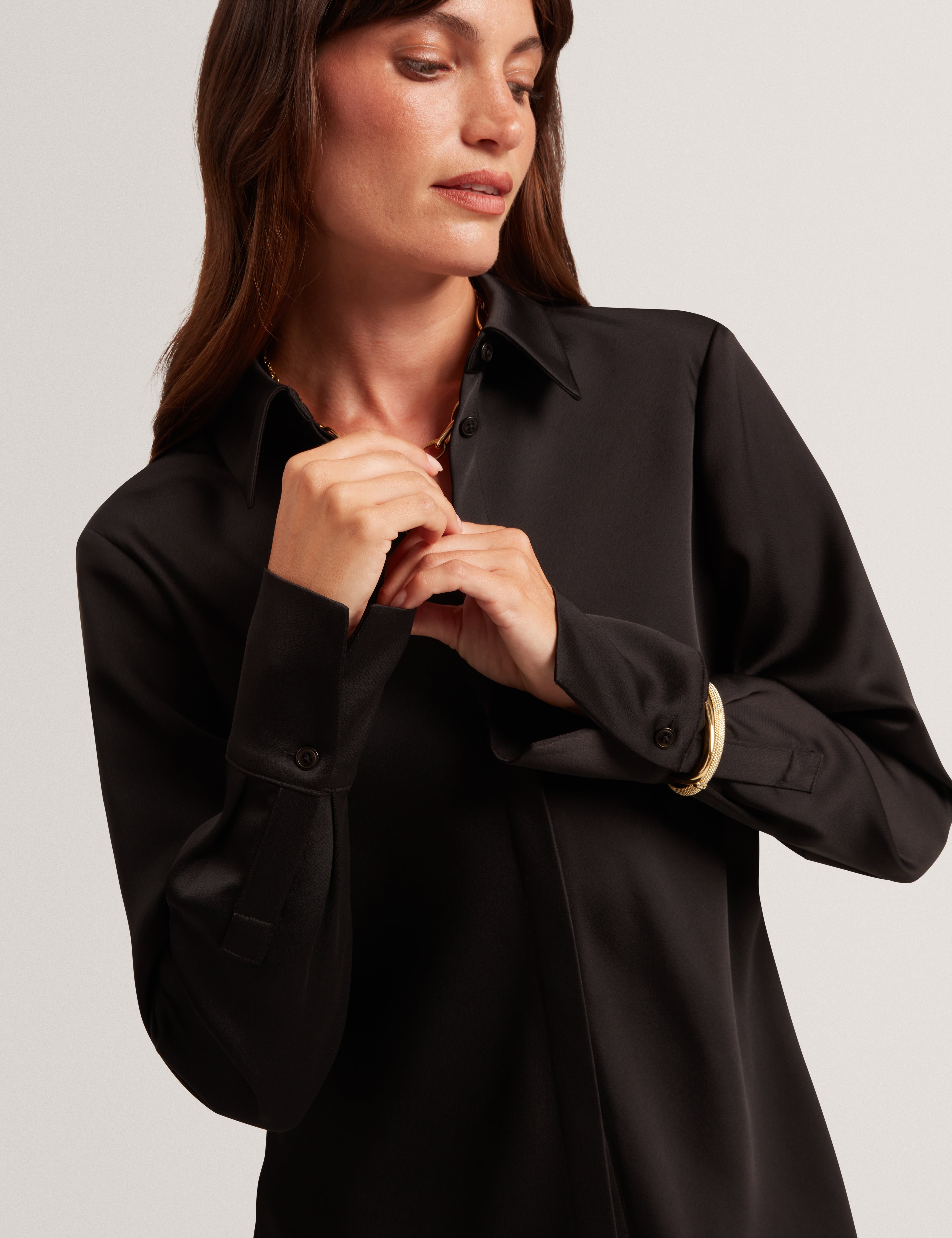Lazzy Satin Shirt Black