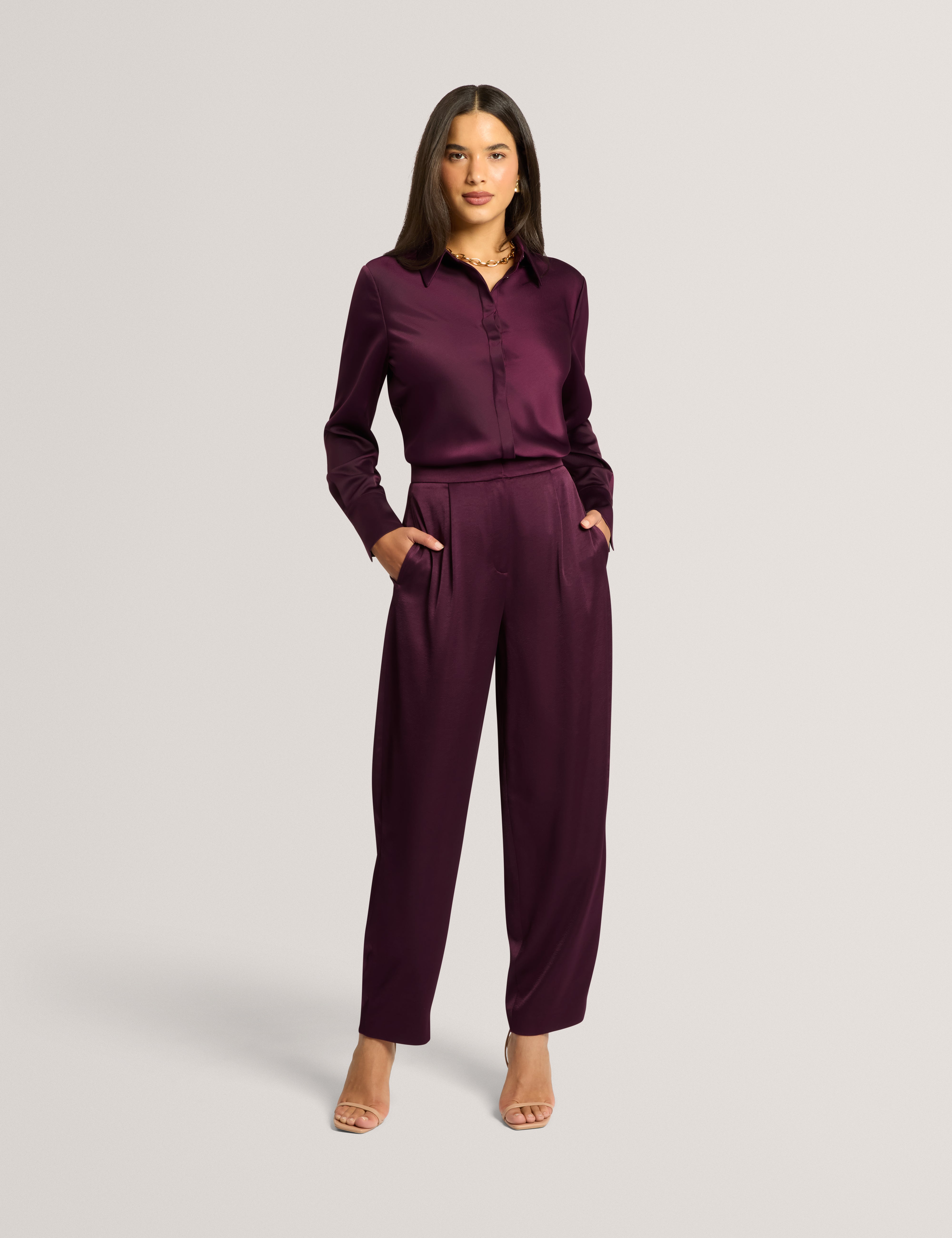 Lazzy Satin Shirt Dp-Purple