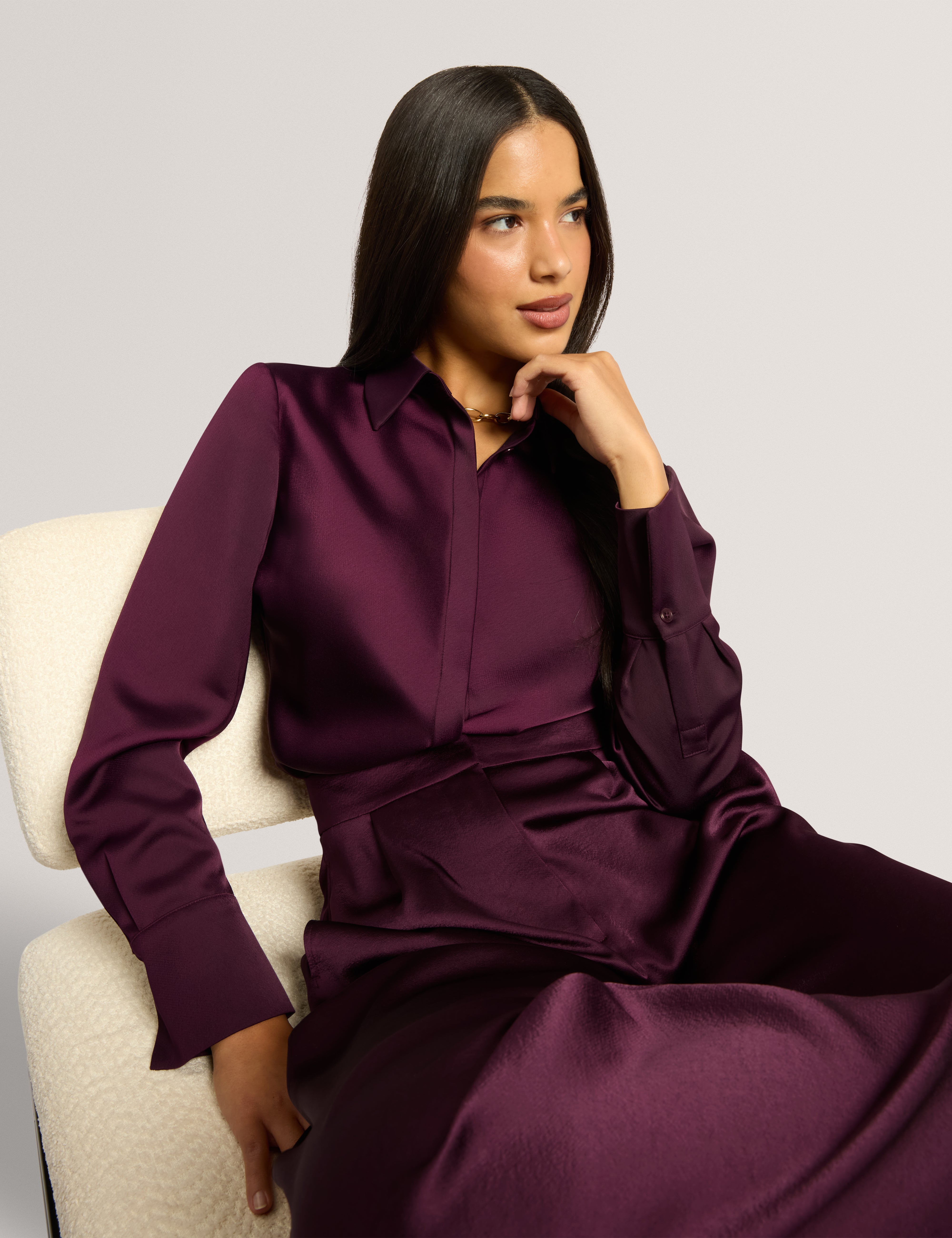 Lazzy Satin Shirt Dp-Purple