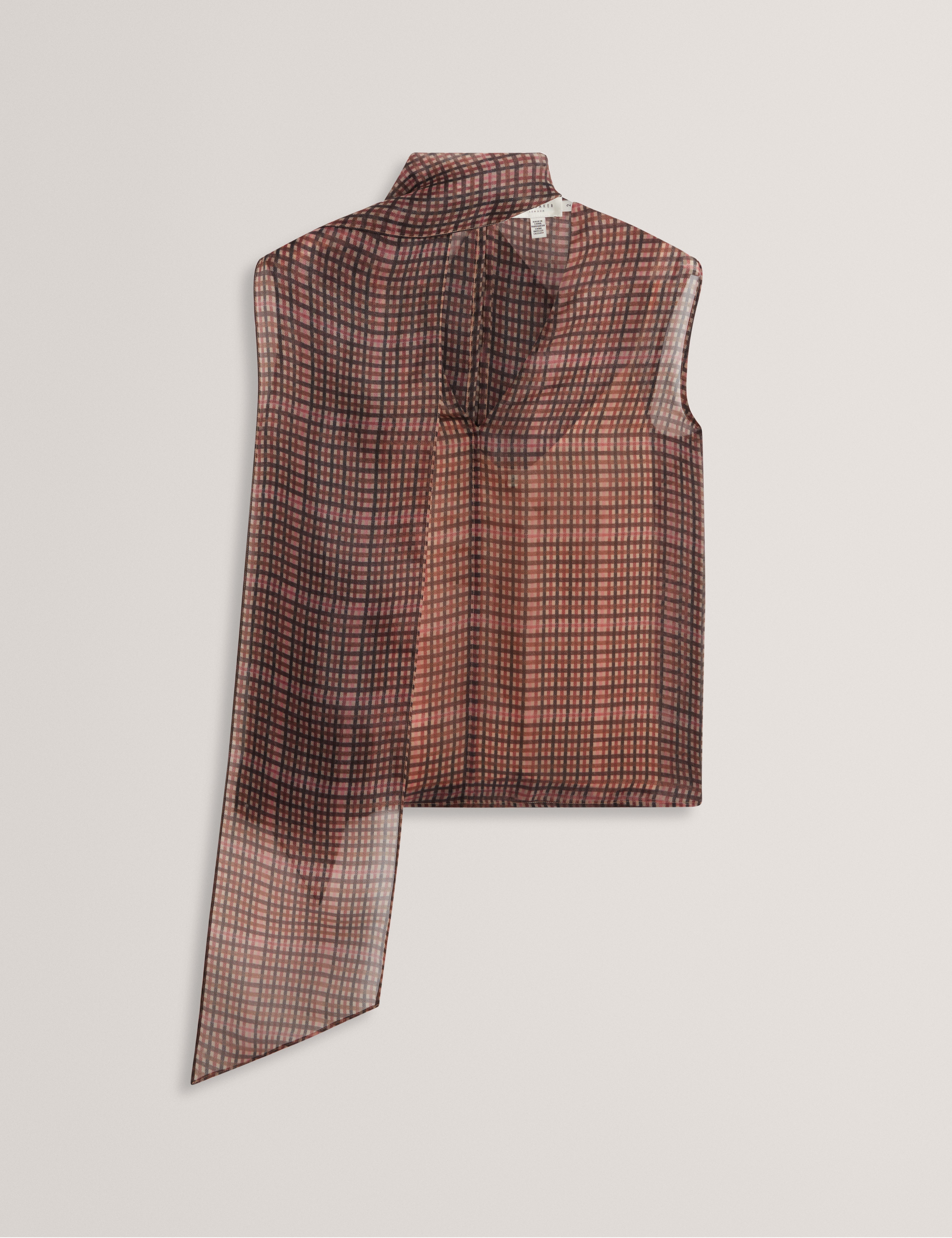 Greeza Organza Check Top With Detachable Beige