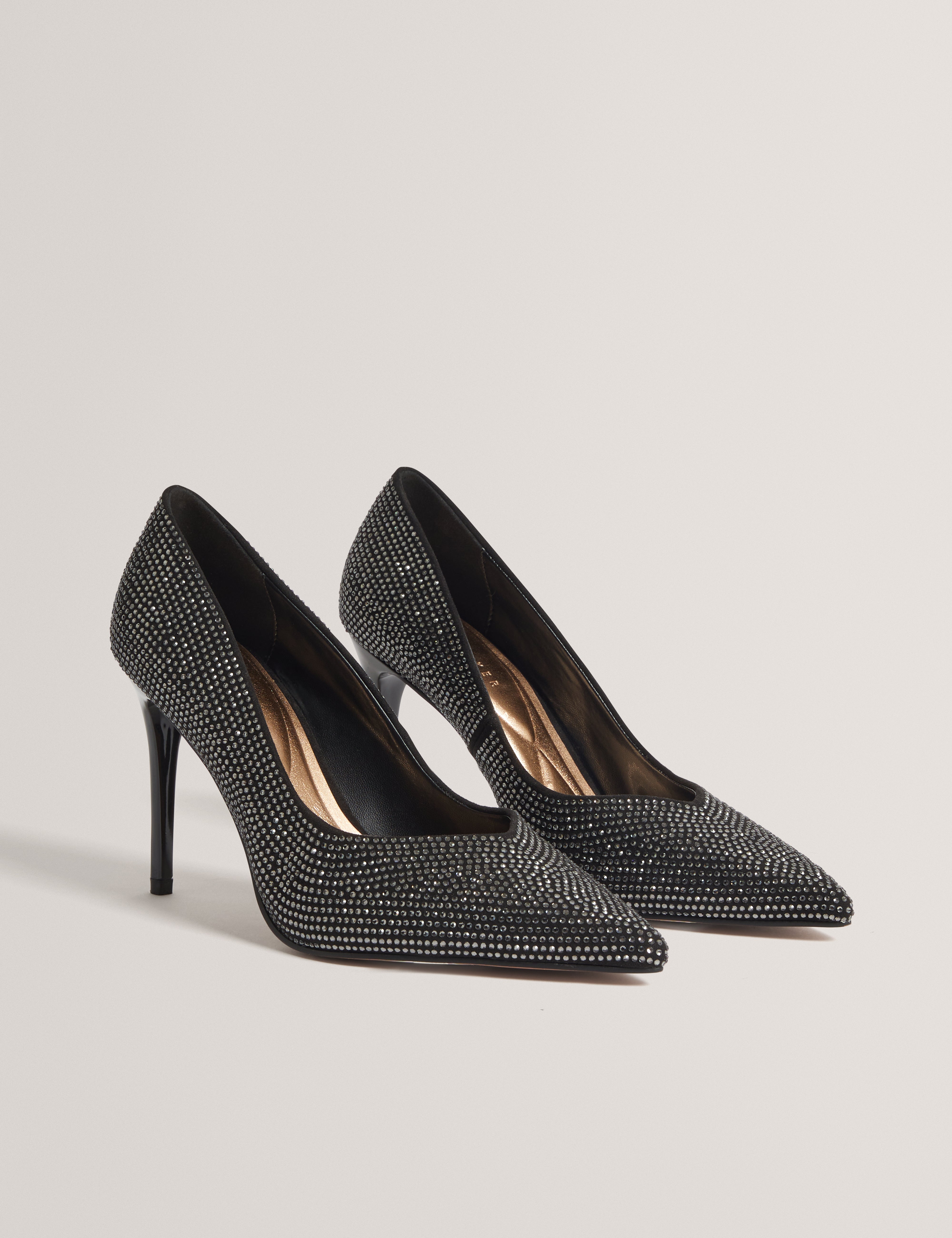 Feerni Crystal Heel Court Colour Black
