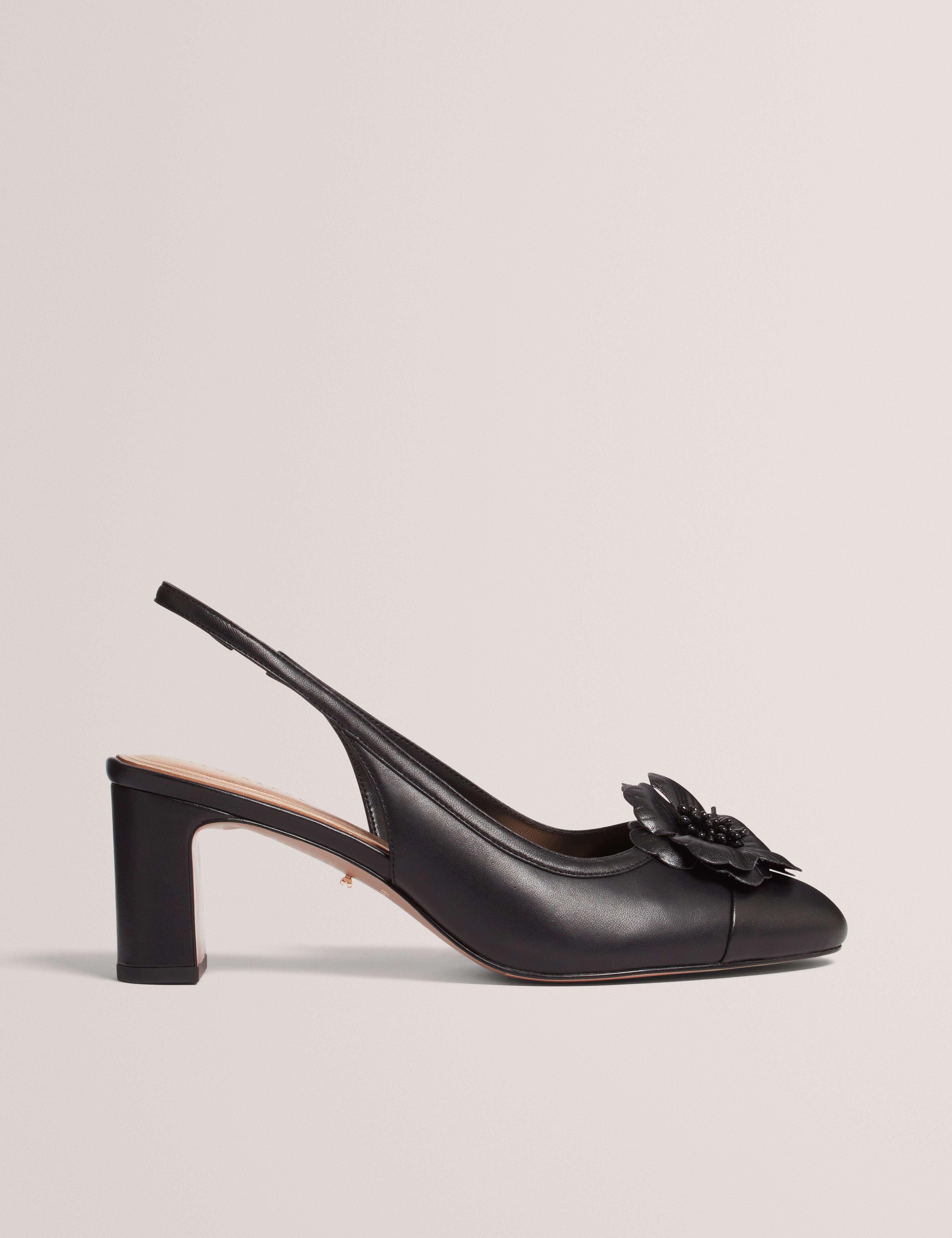 Summr Flower Detail Slingback Court Black