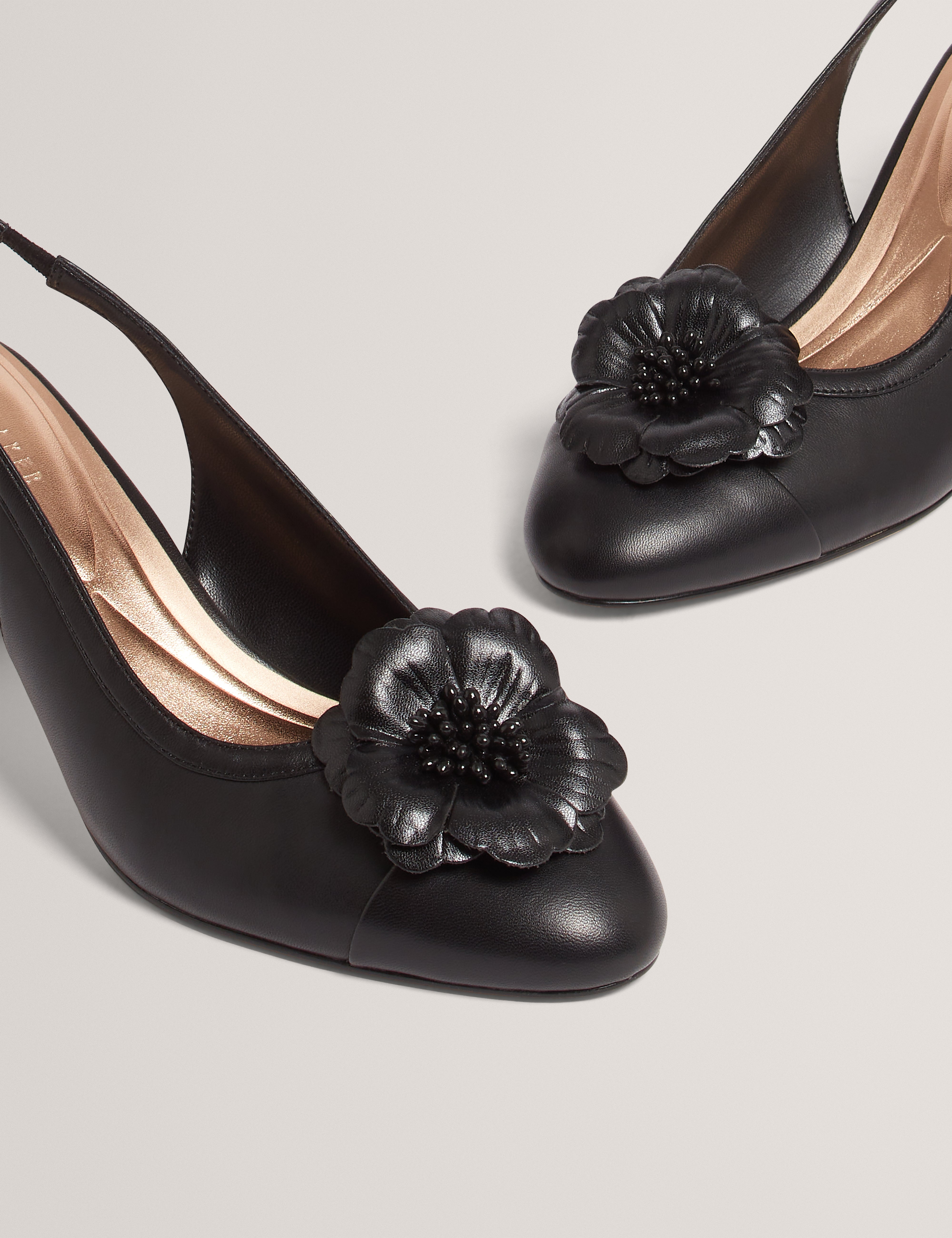 Summr Flower Detail Slingback Court Black