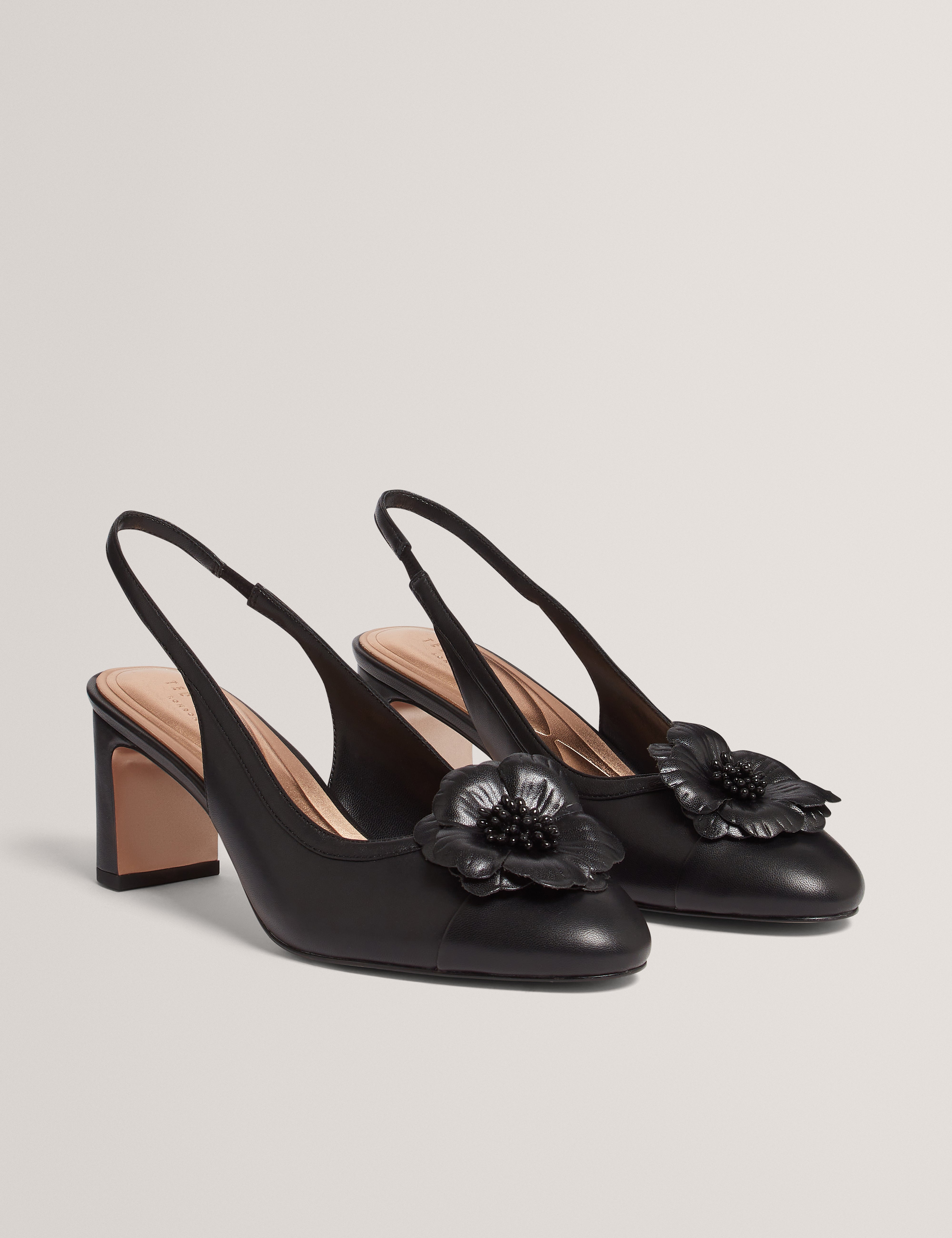 Summr Flower Detail Slingback Court Black