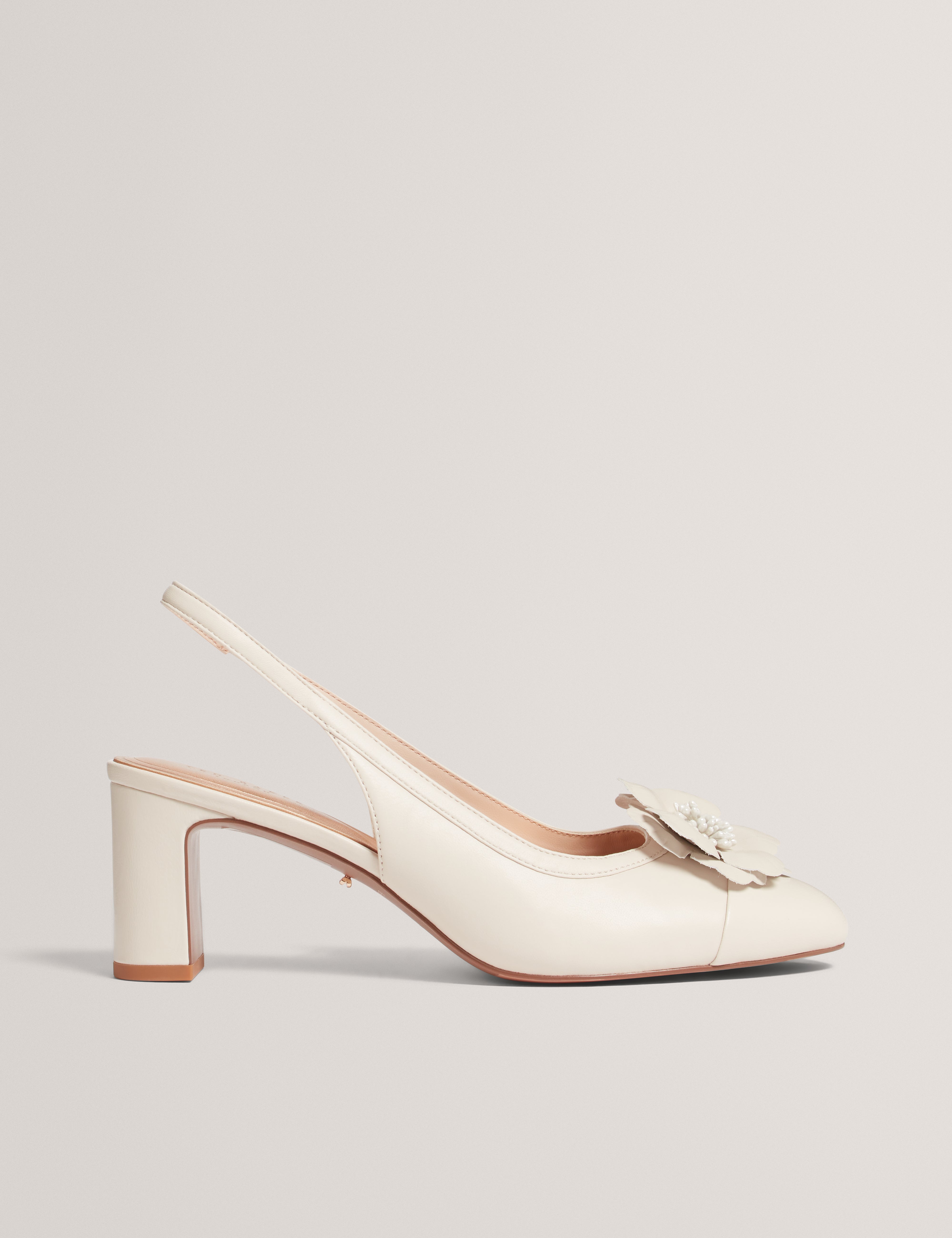 Summr Flower Detail Slingback Court Ivory