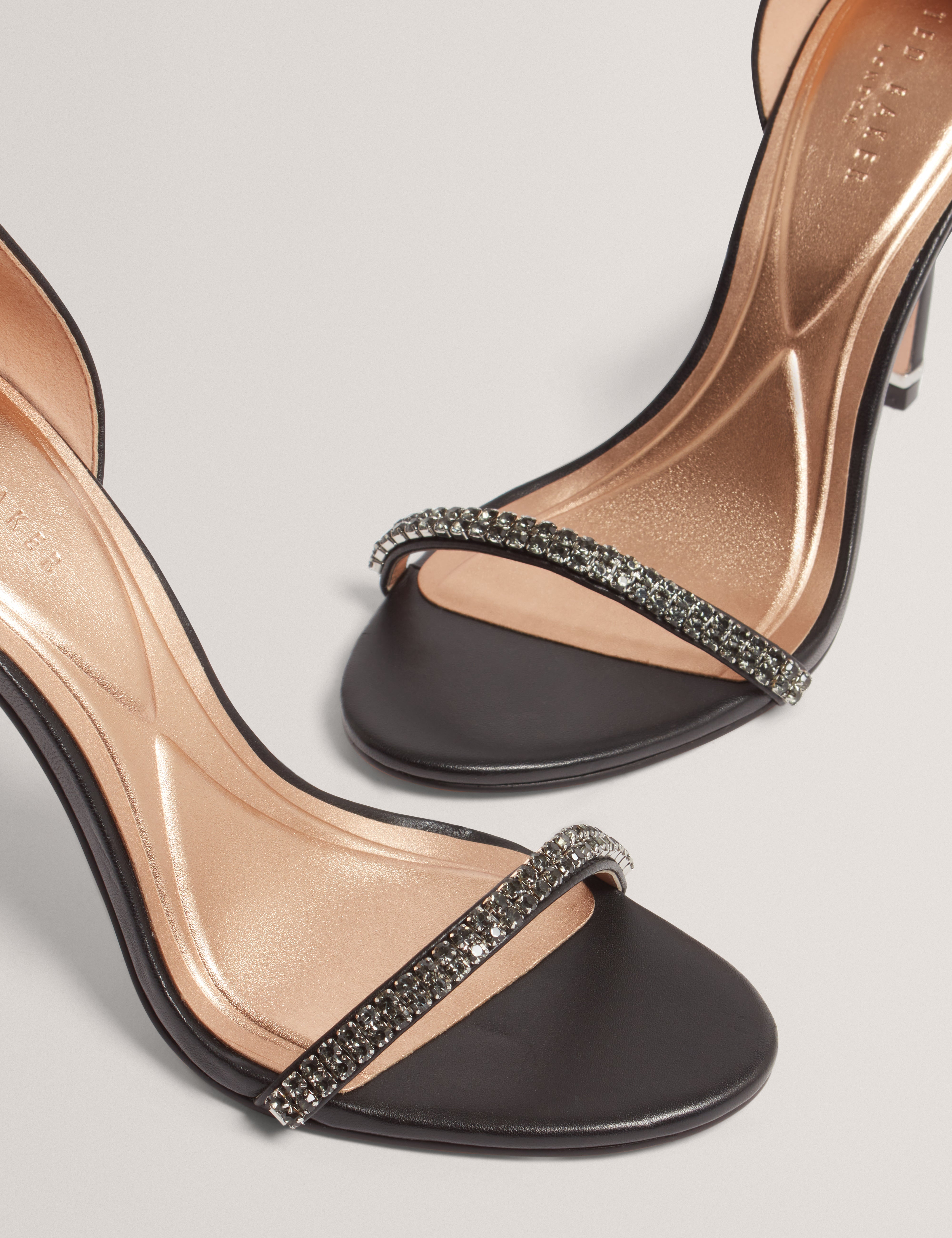 Flosiee Crystal Heel Sandal Black