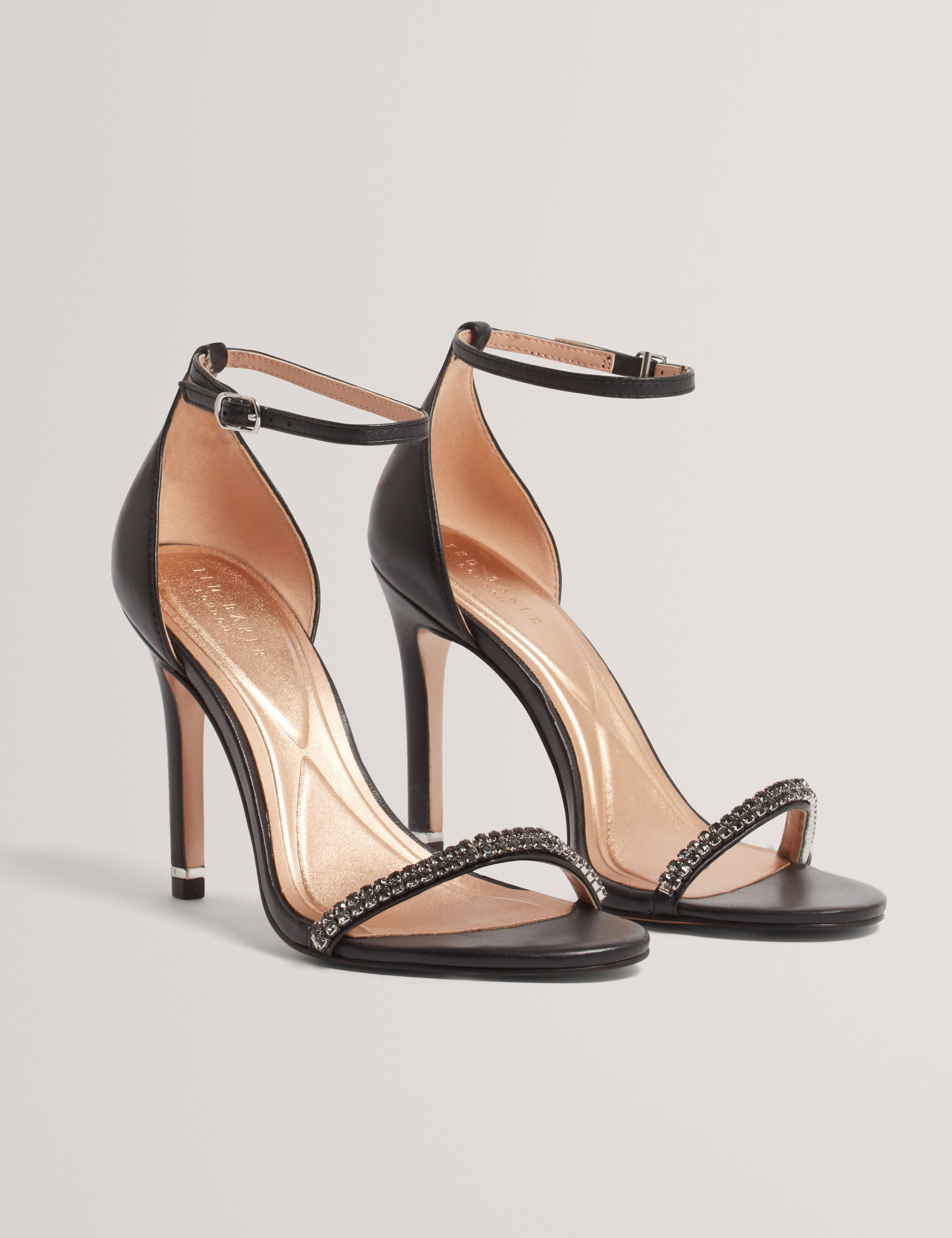 Flosiee Crystal Heel Sandal Black