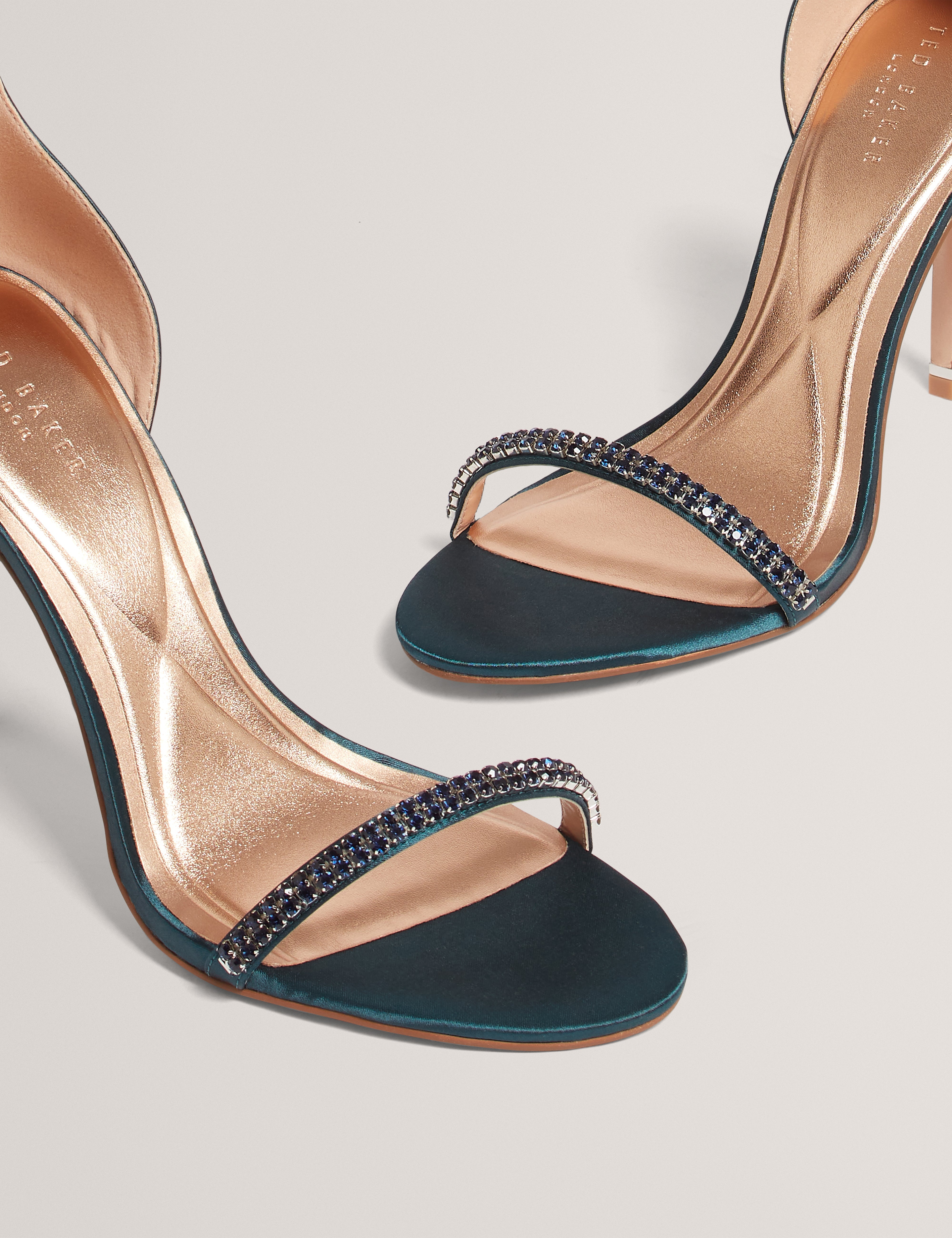 Flonsi Crystal Heel Sandal Teal-Blue
