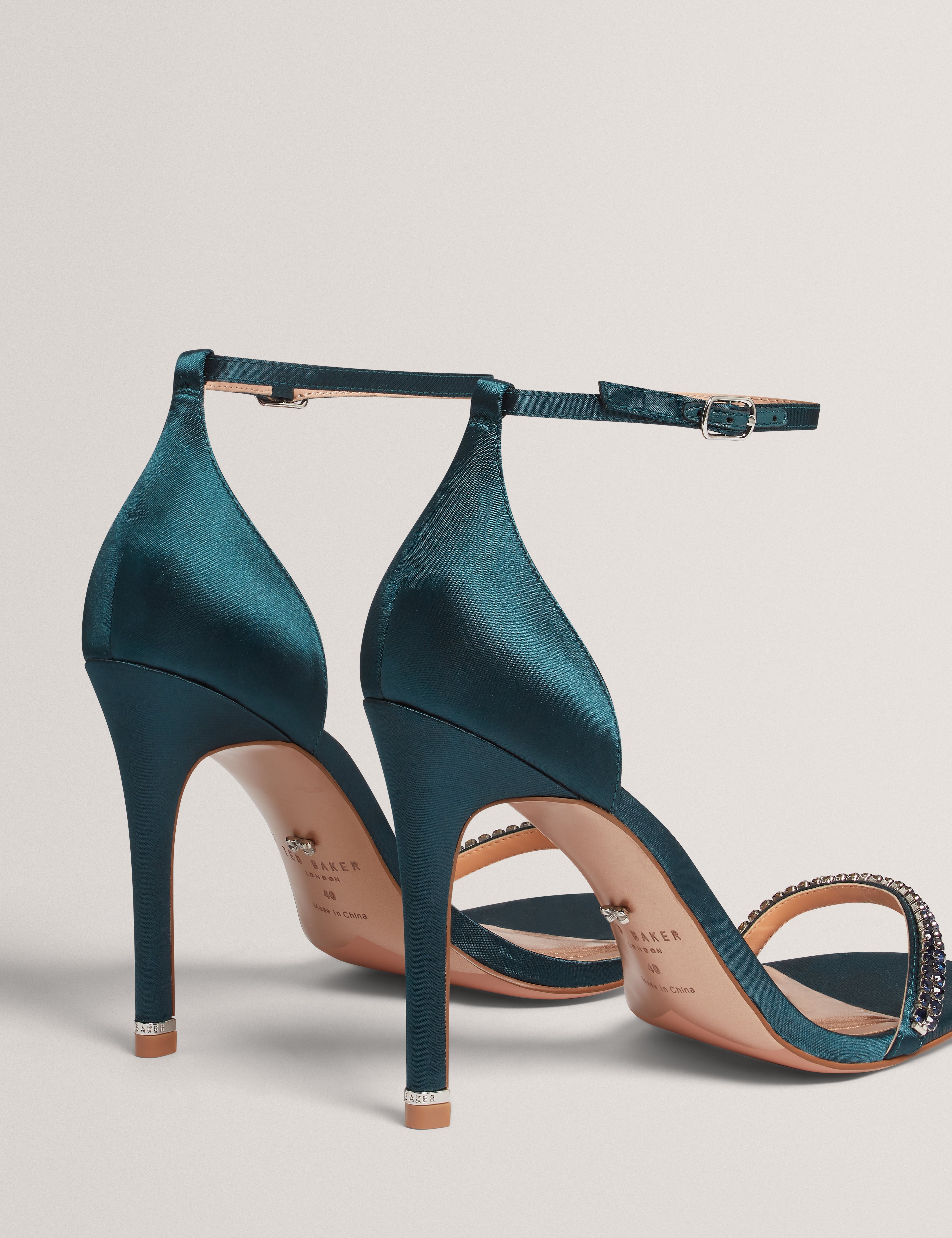 Flonsi Crystal Heel Sandal Teal-Blue