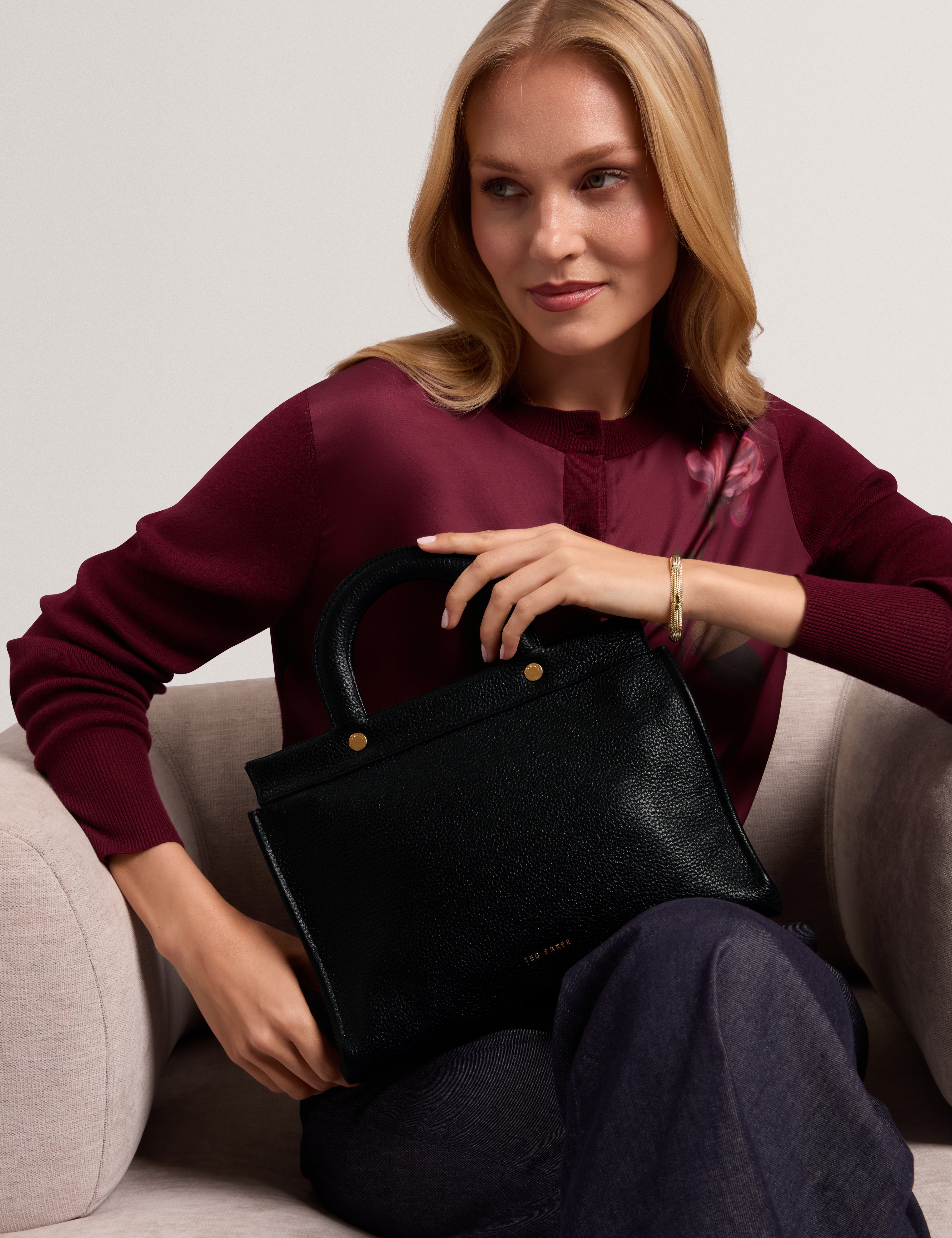 Rollia Grab Handle Medium Tote Bag Black