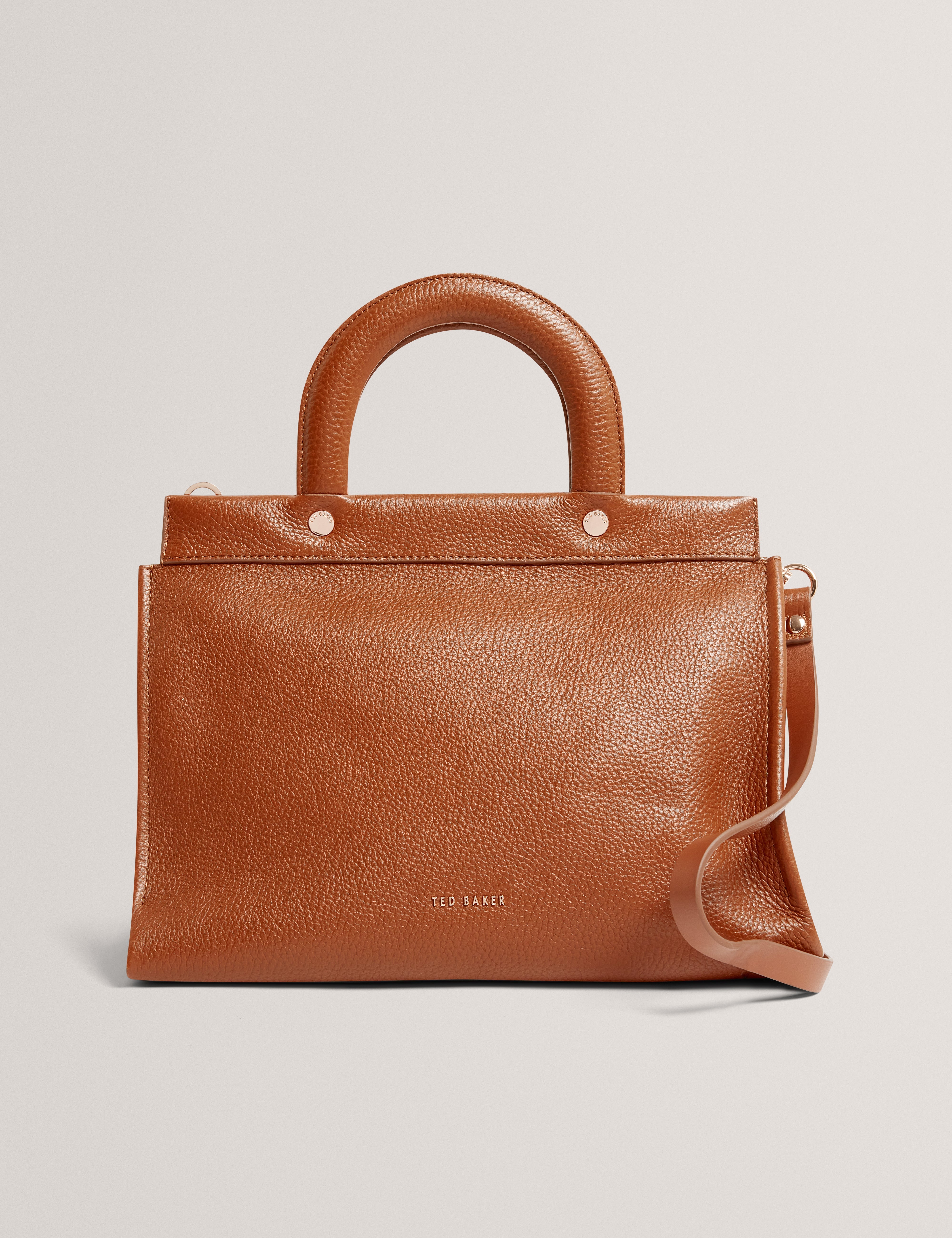 Rollia Grab Handle Medium Tote Bag Tan