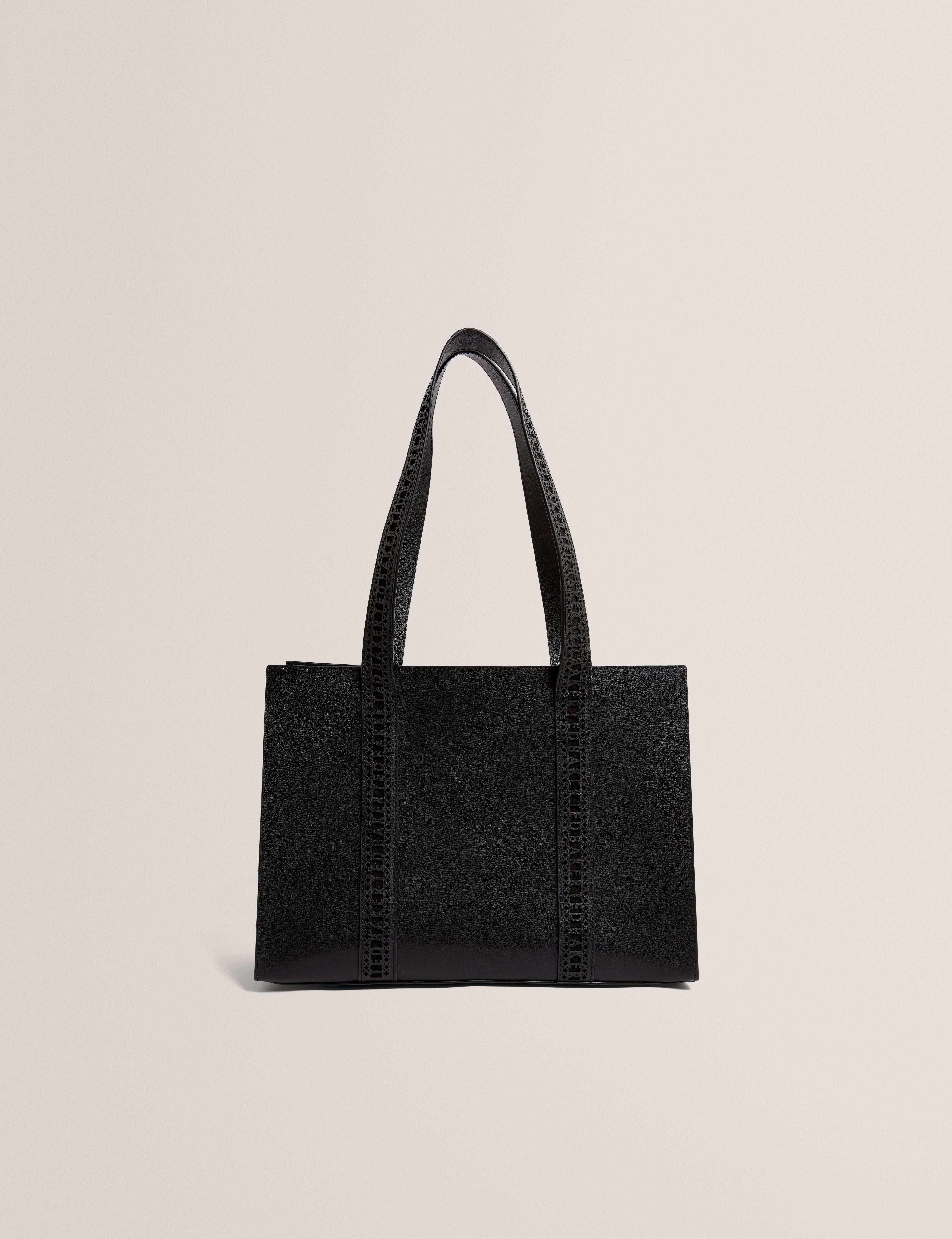 Lanora Lace Tape Detail Large Shopper Black