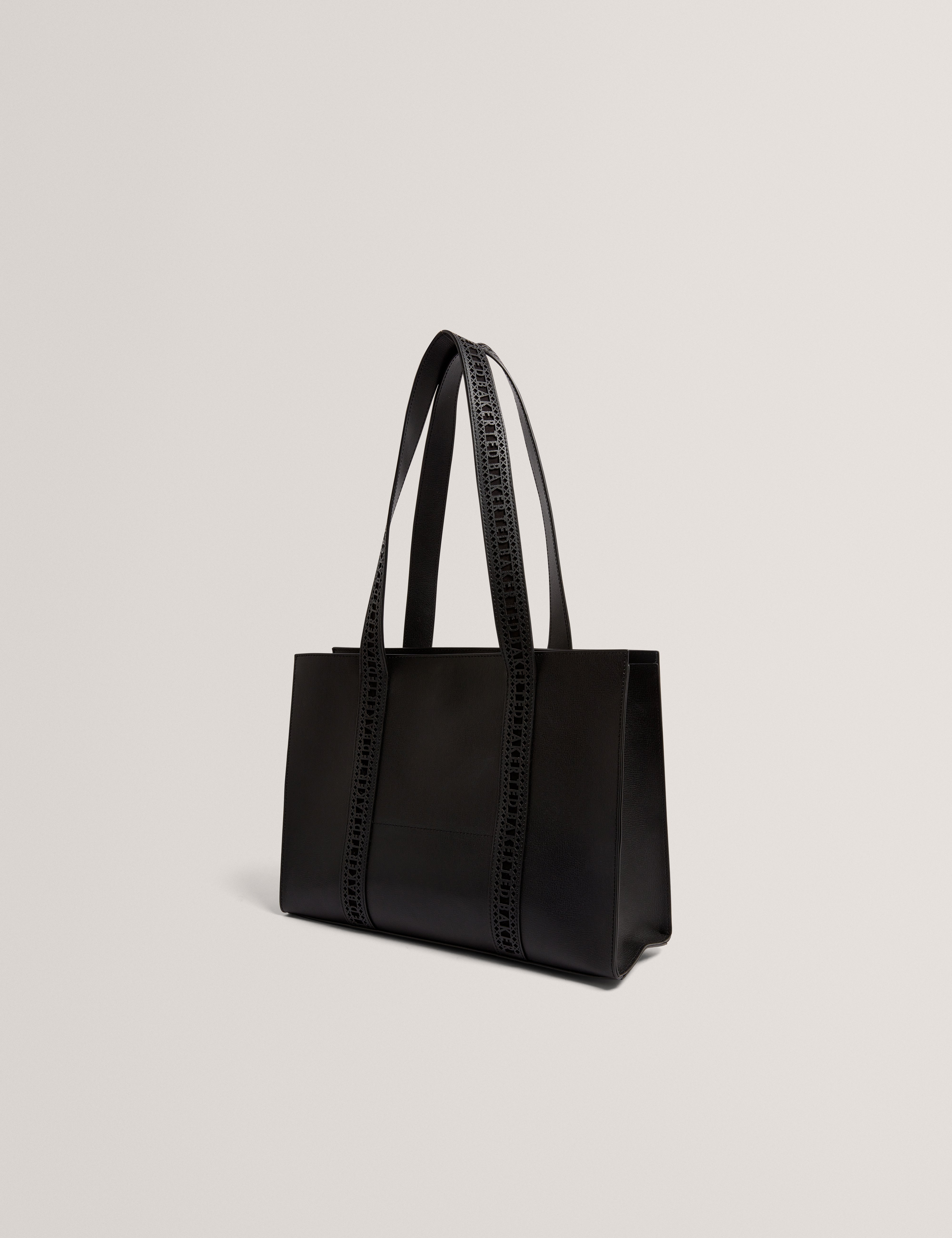 Lanora Lace Tape Detail Large Shopper Black