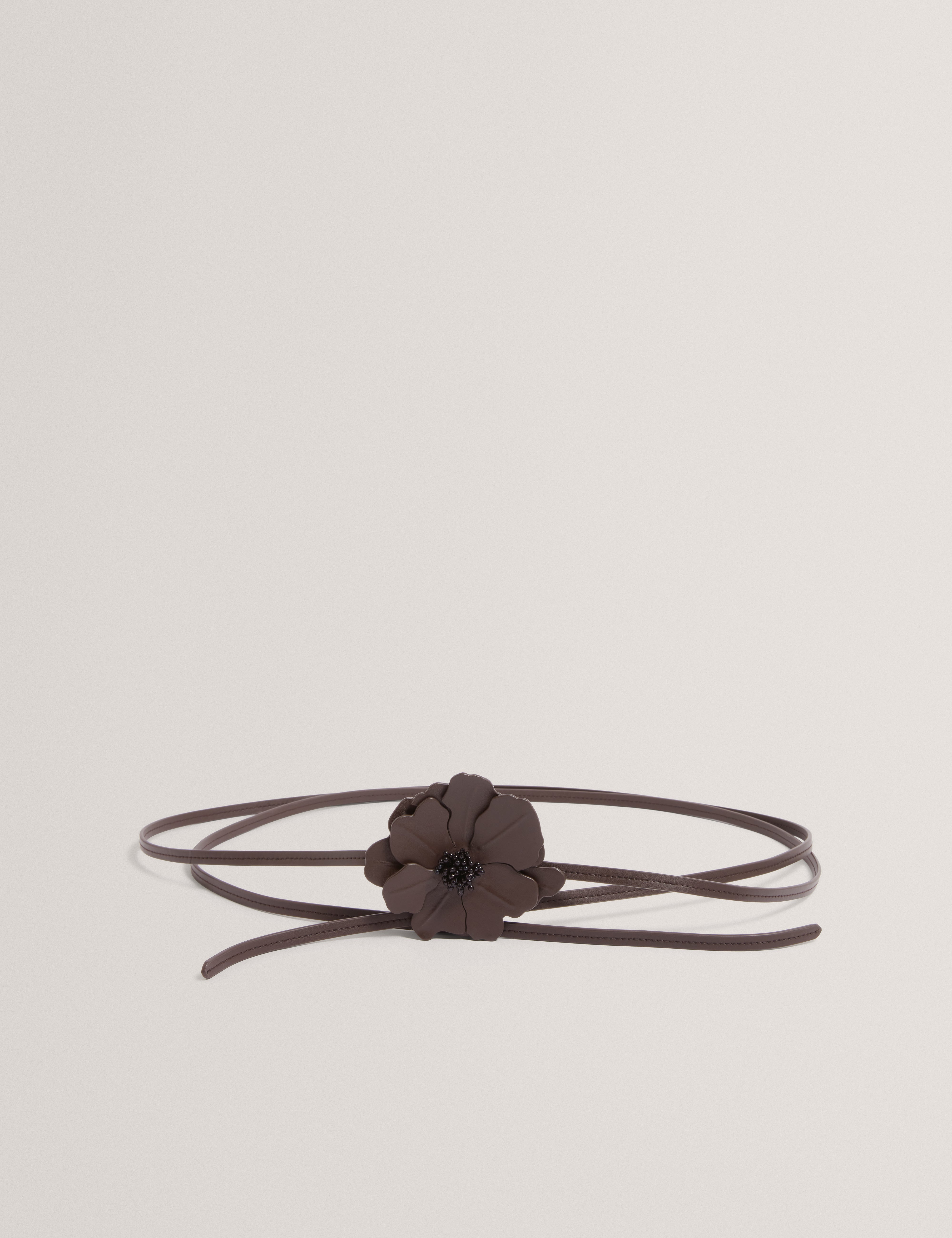 Florilo Flower Tie Belt Brn-Choc