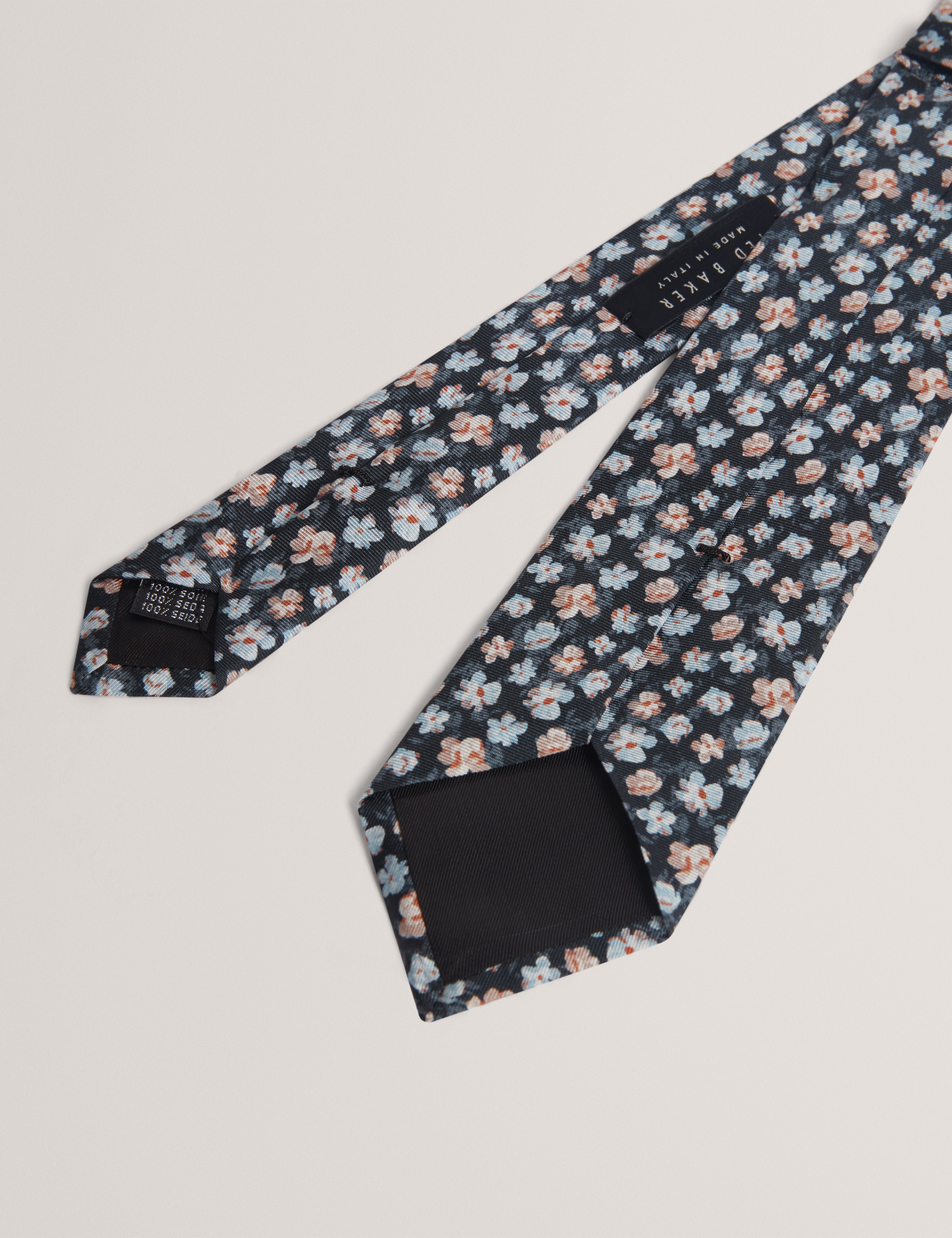 Latter Ditsy Floral Silk Tie Navy