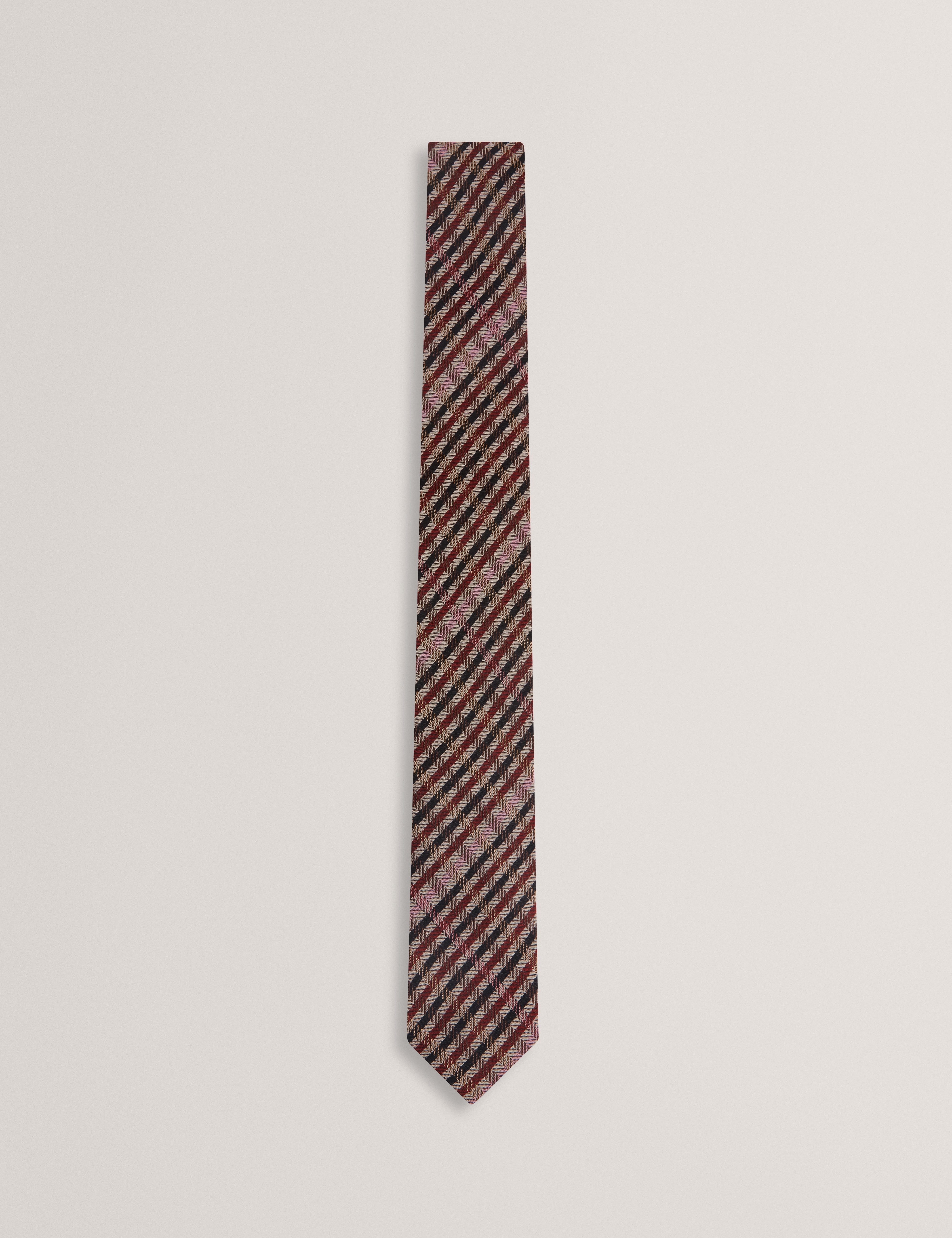 Nnichol Woven Check Silk Tie Tan