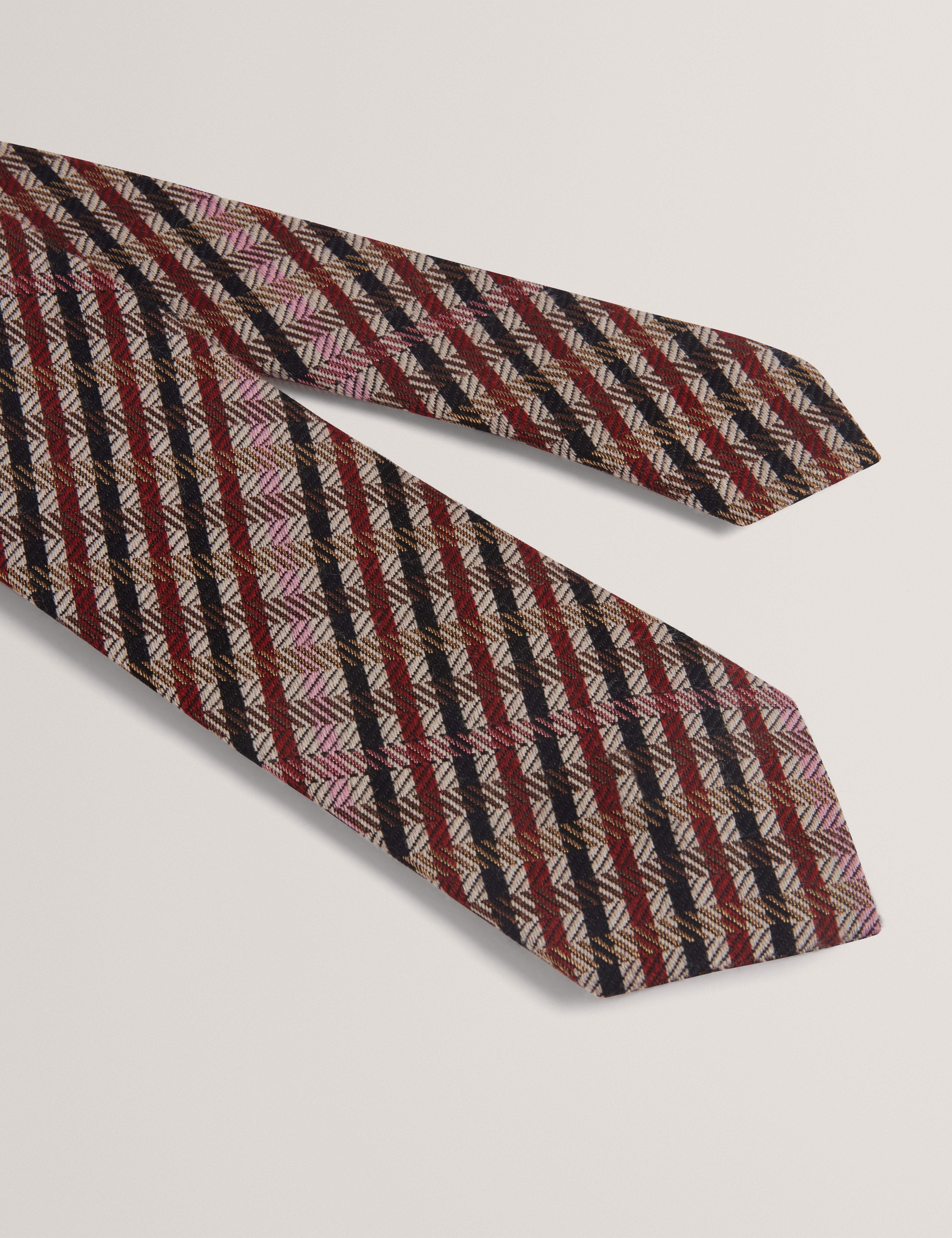 Nnichol Woven Check Silk Tie Tan