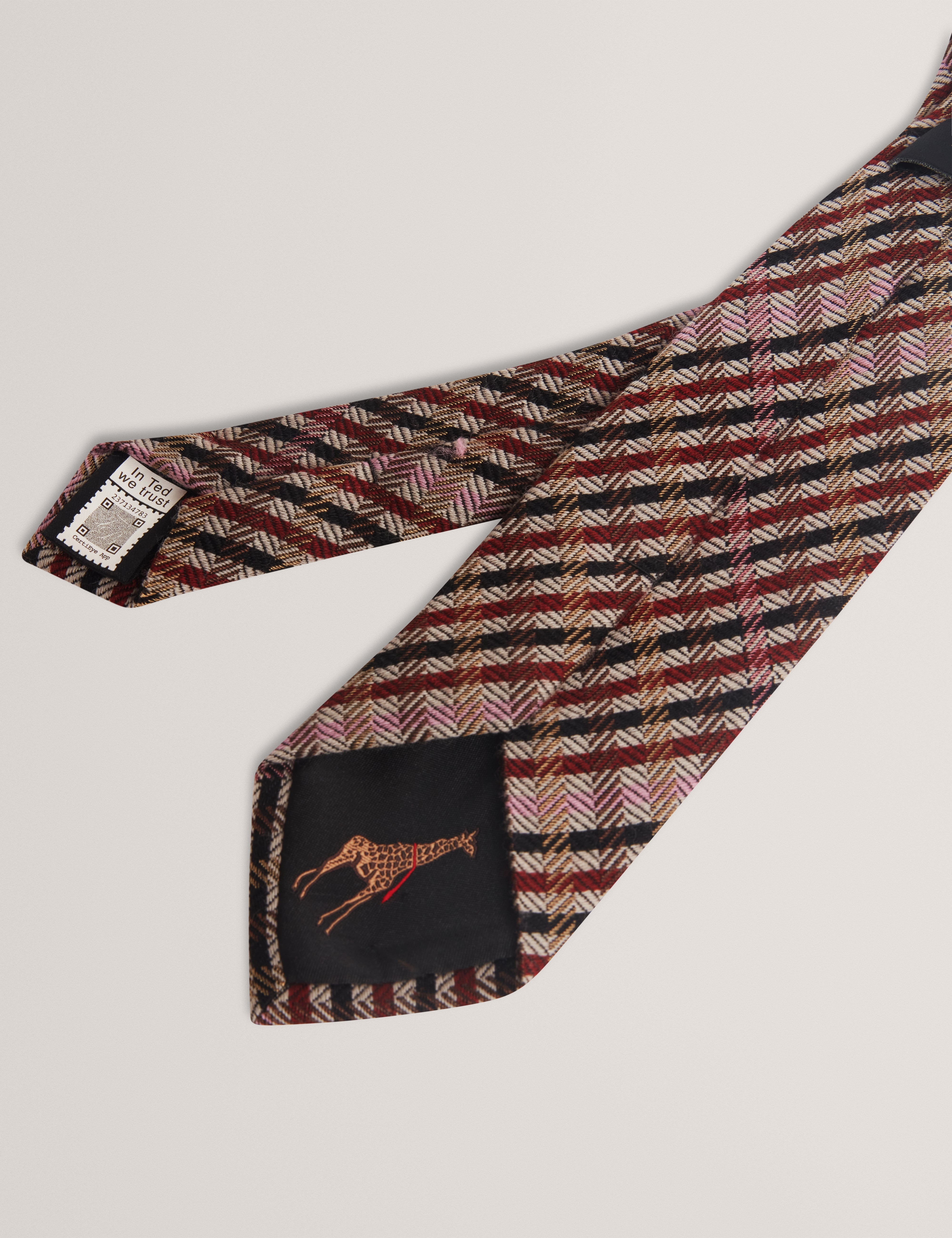 Nnichol Woven Check Silk Tie Tan