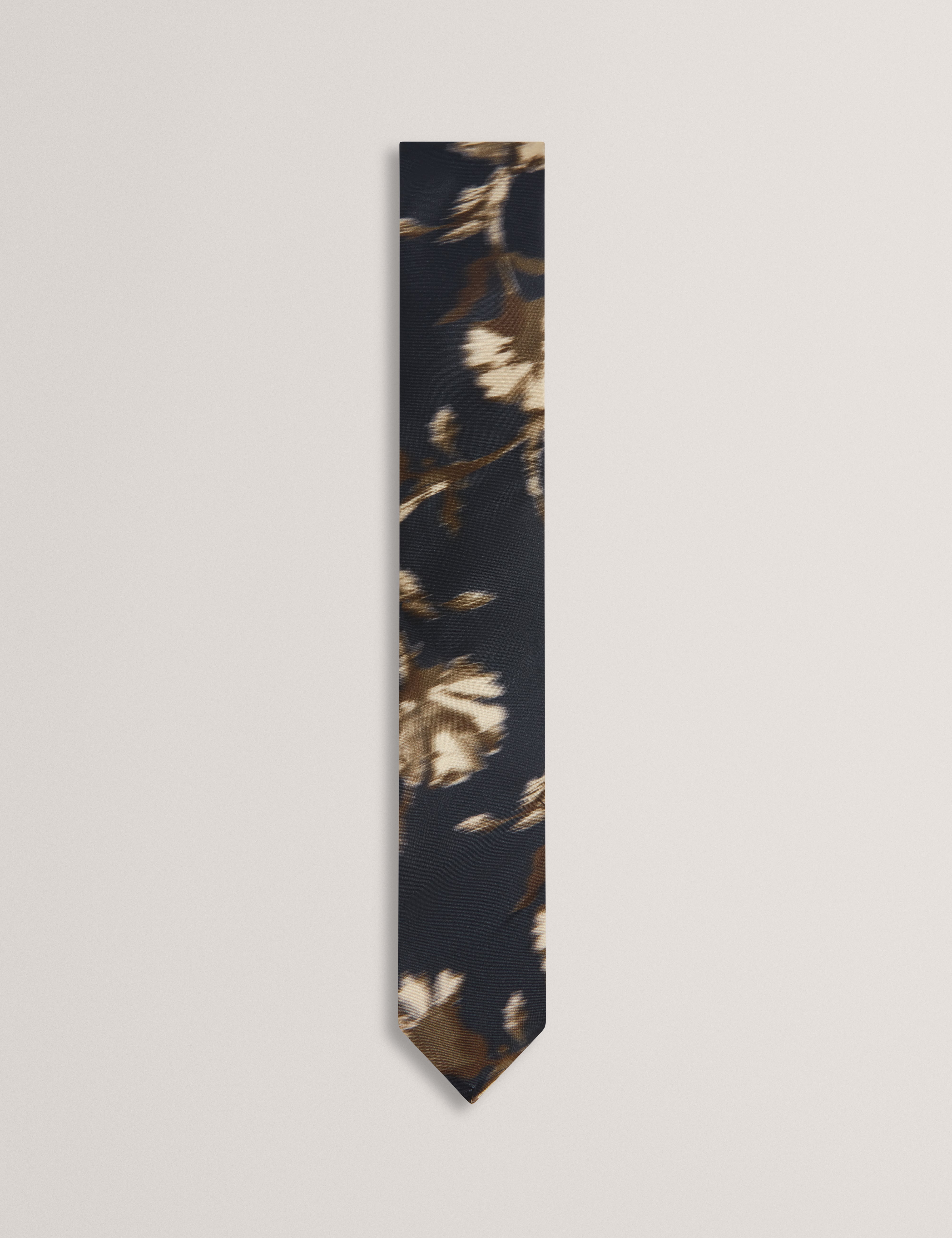 Tinchy Blurred Floral Print Silk Tie Navy