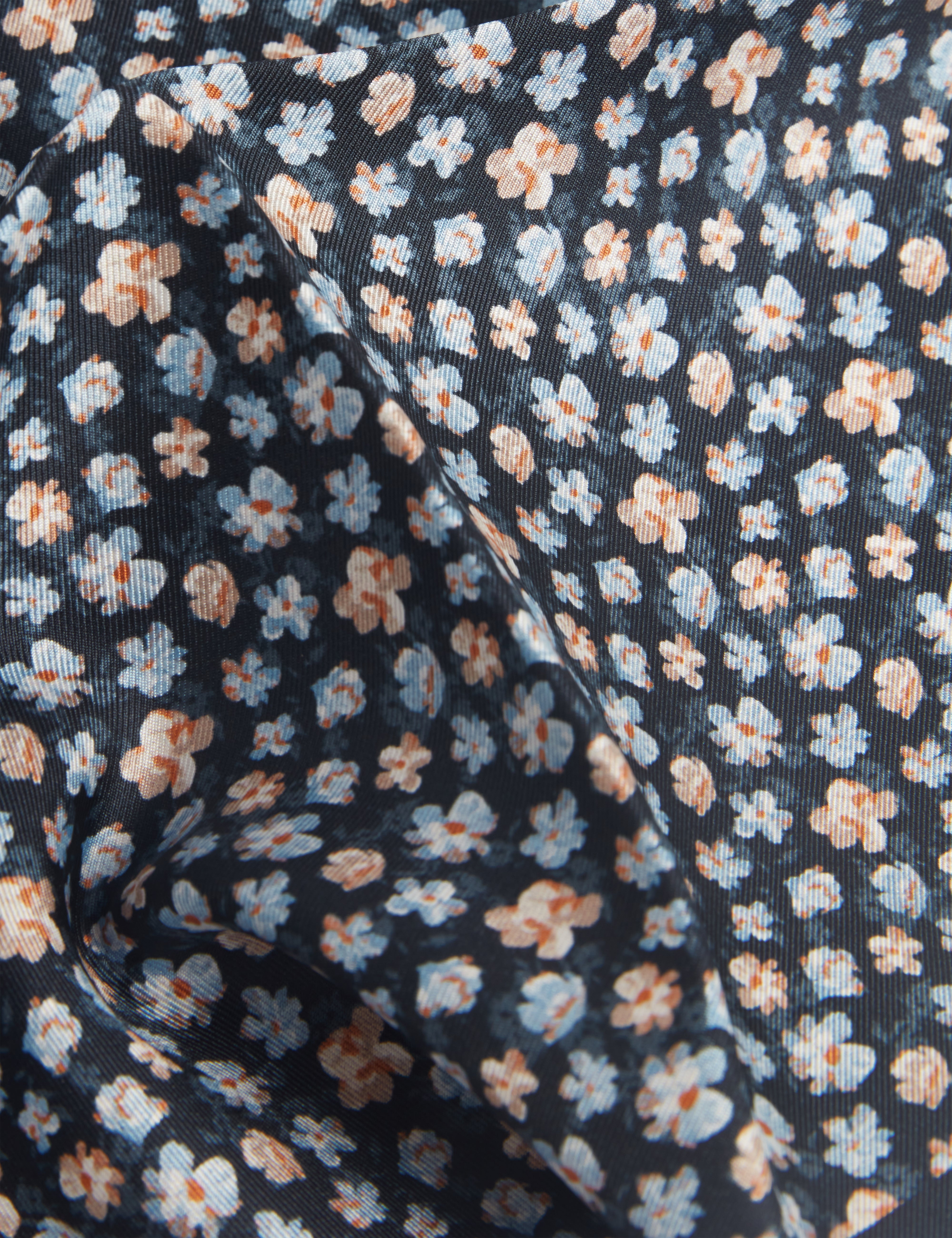 Latterp Ditsy Floral Silk Pocket Square Navy