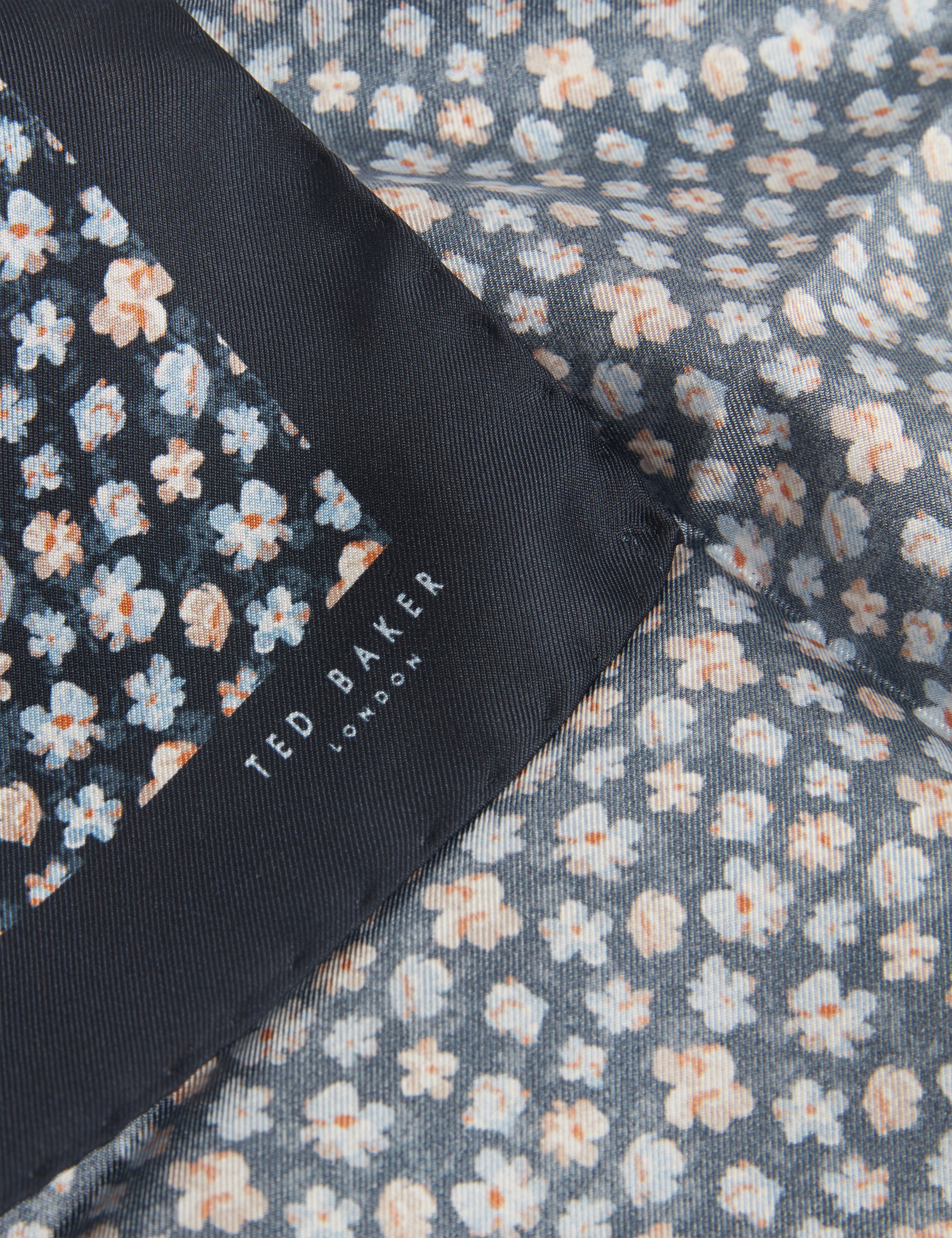 Latterp Ditsy Floral Silk Pocket Square Navy
