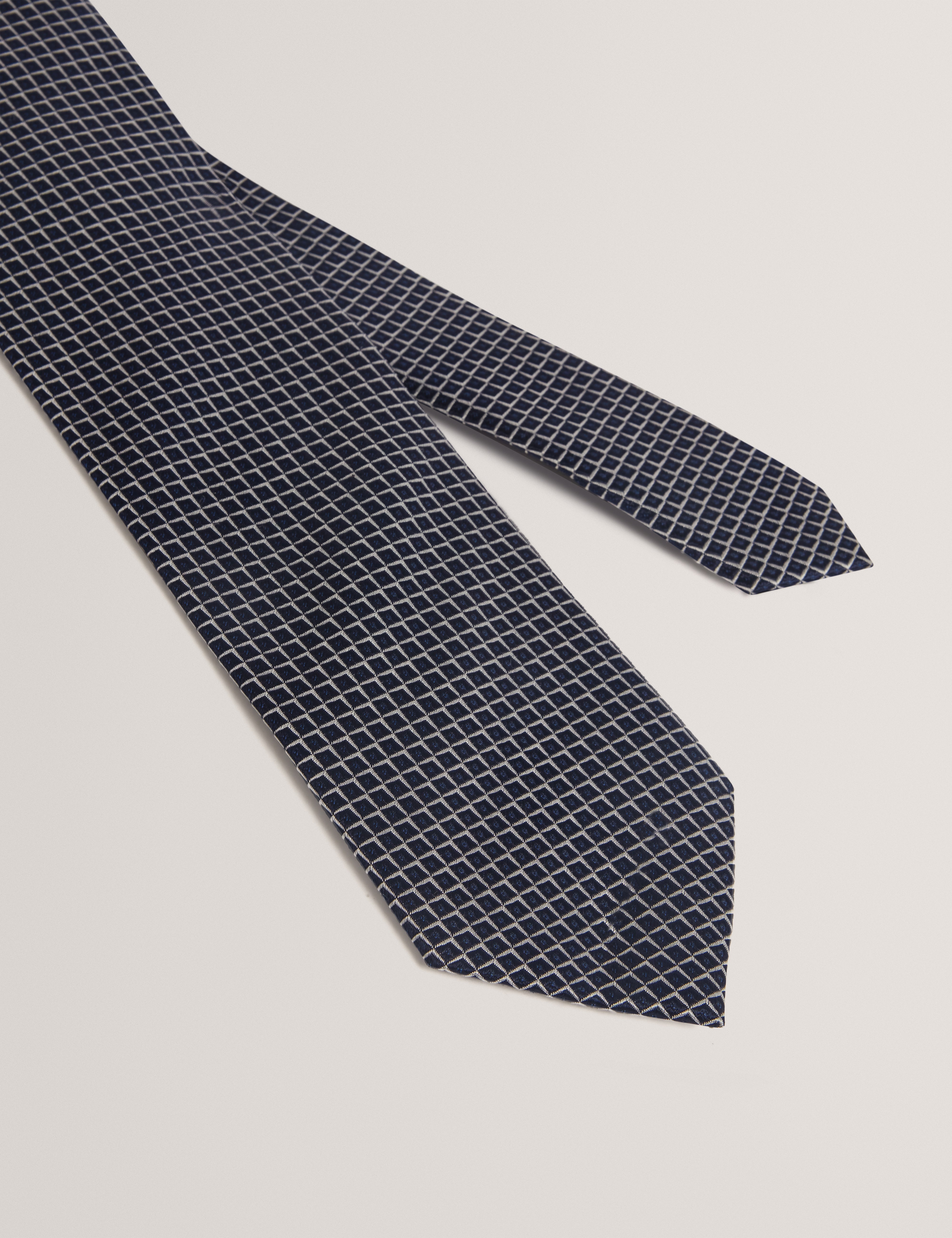 Hiyde Semi Plain Jackquard Silk Tie Navy