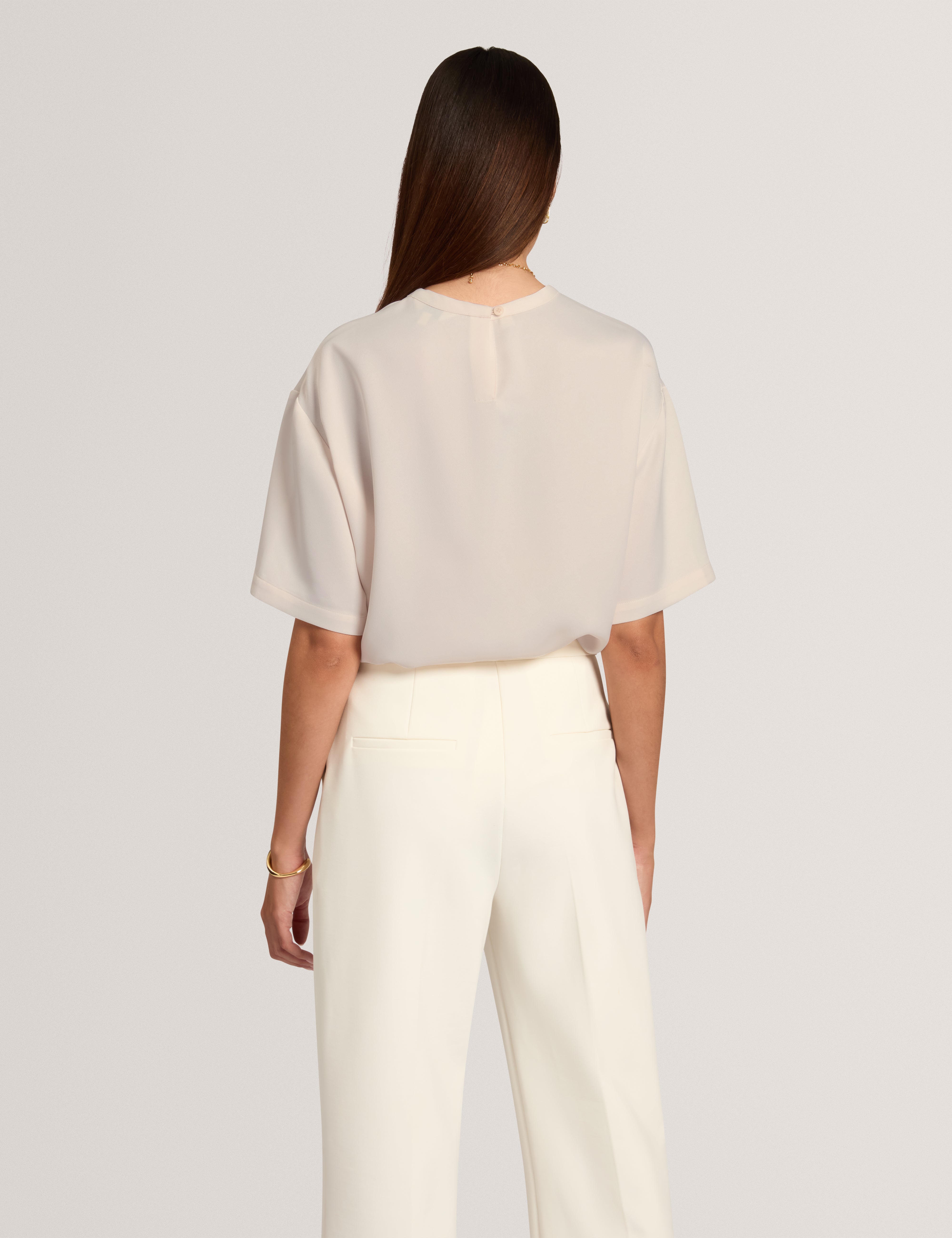Aibaa Satin Short Sleeve T Shirt Natural