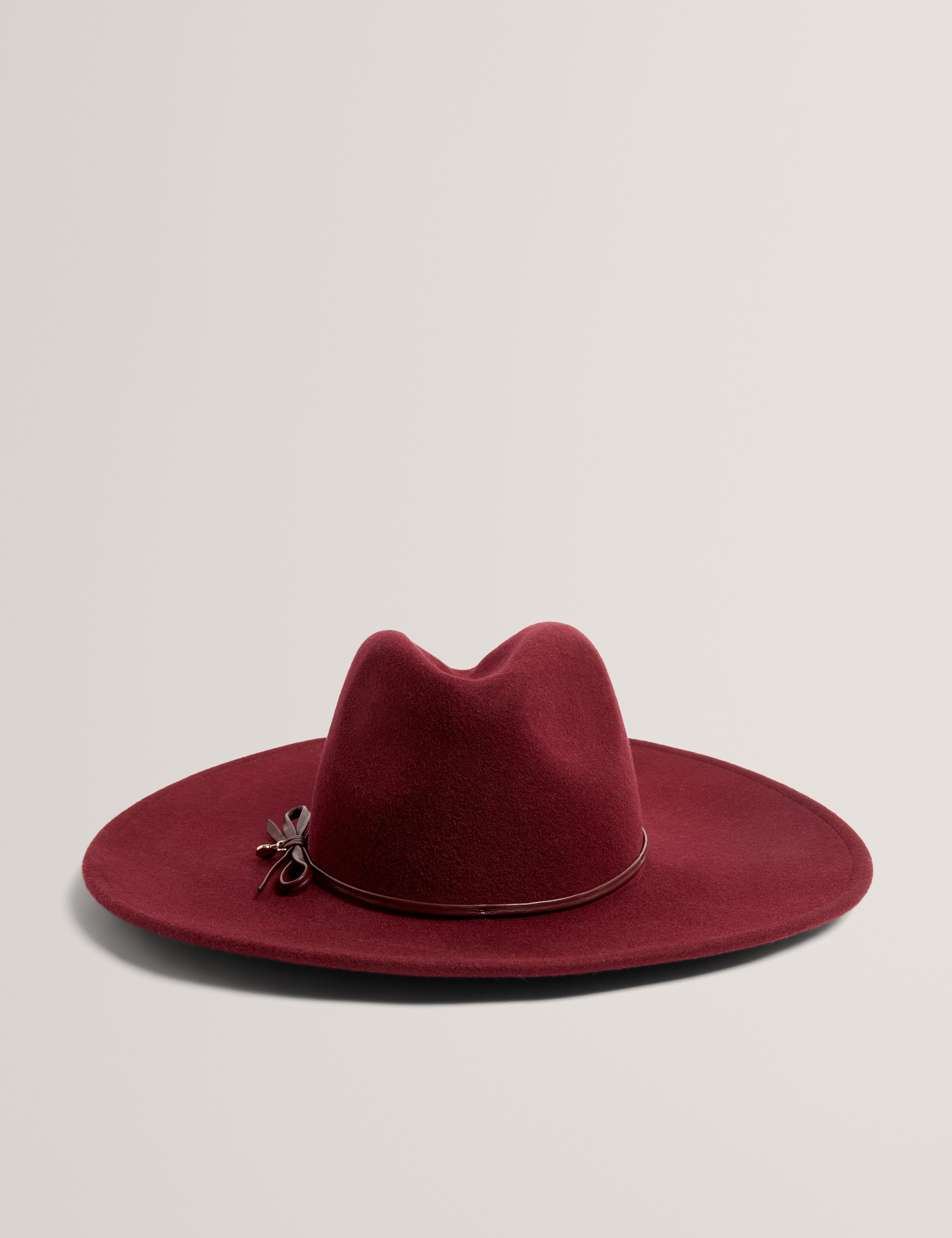 Heetar Felt Fedora Detail Bow Oxblood