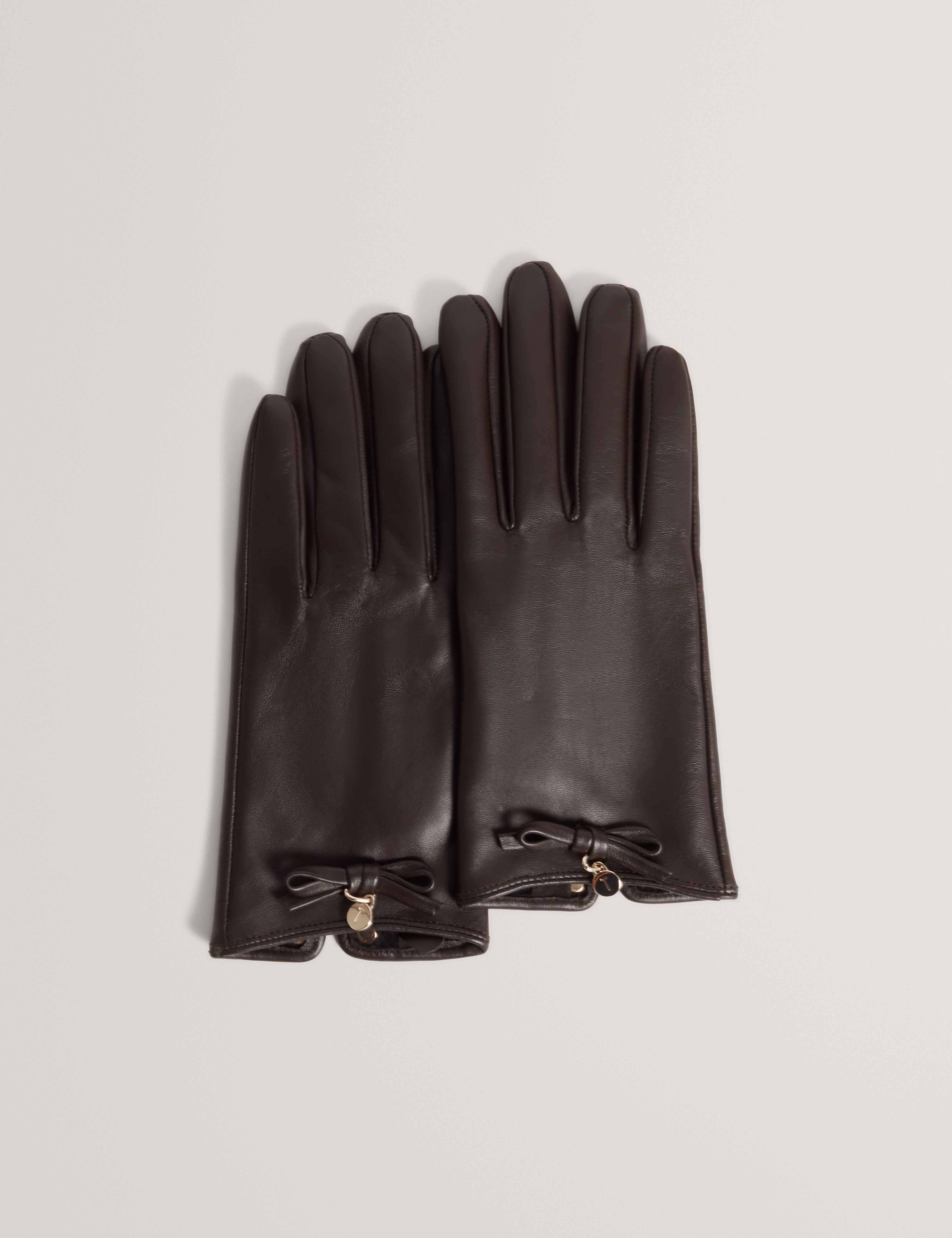 Rennah Bow Detail Biker Gloves Brn-Choc