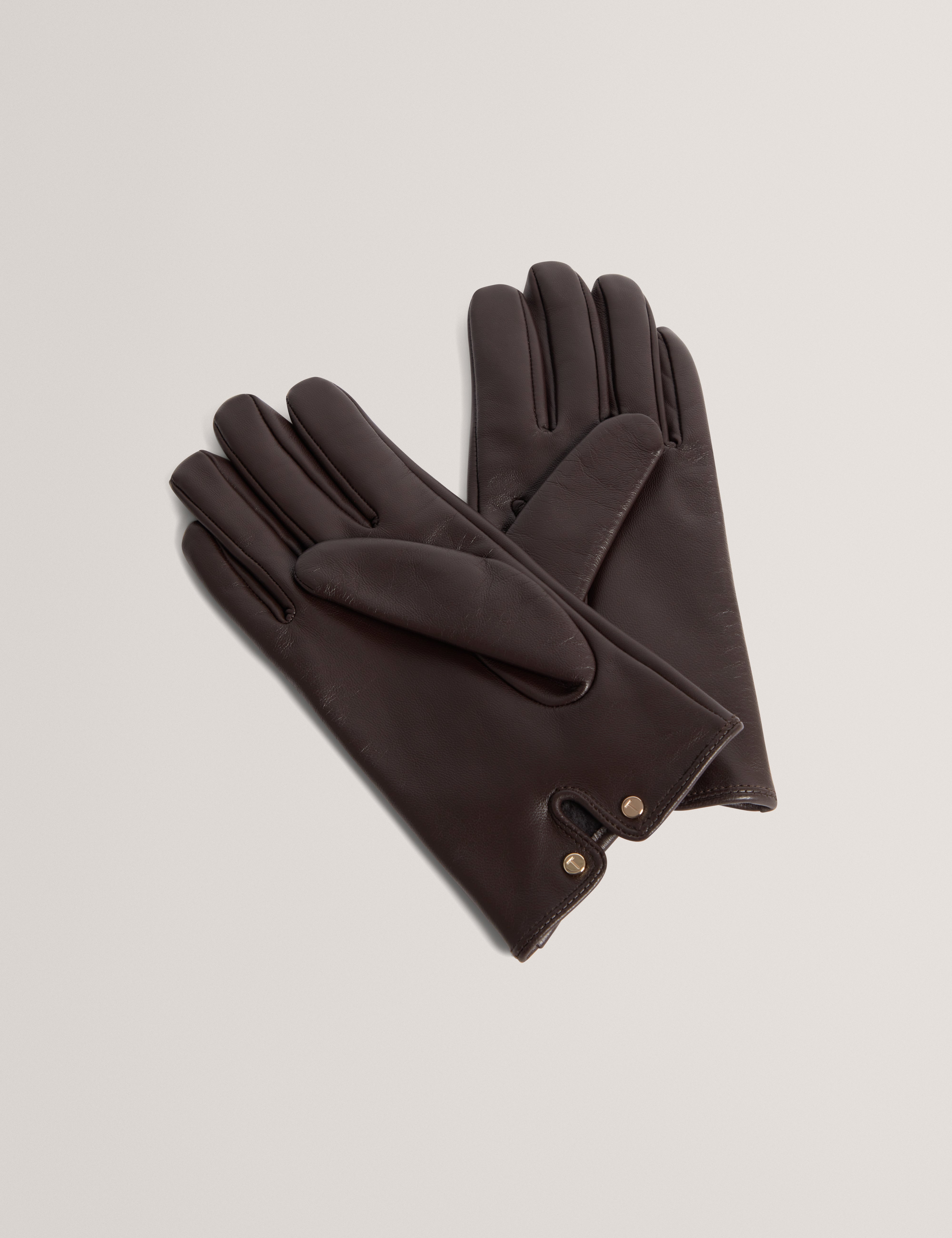 Rennah Bow Detail Biker Gloves Brn-Choc