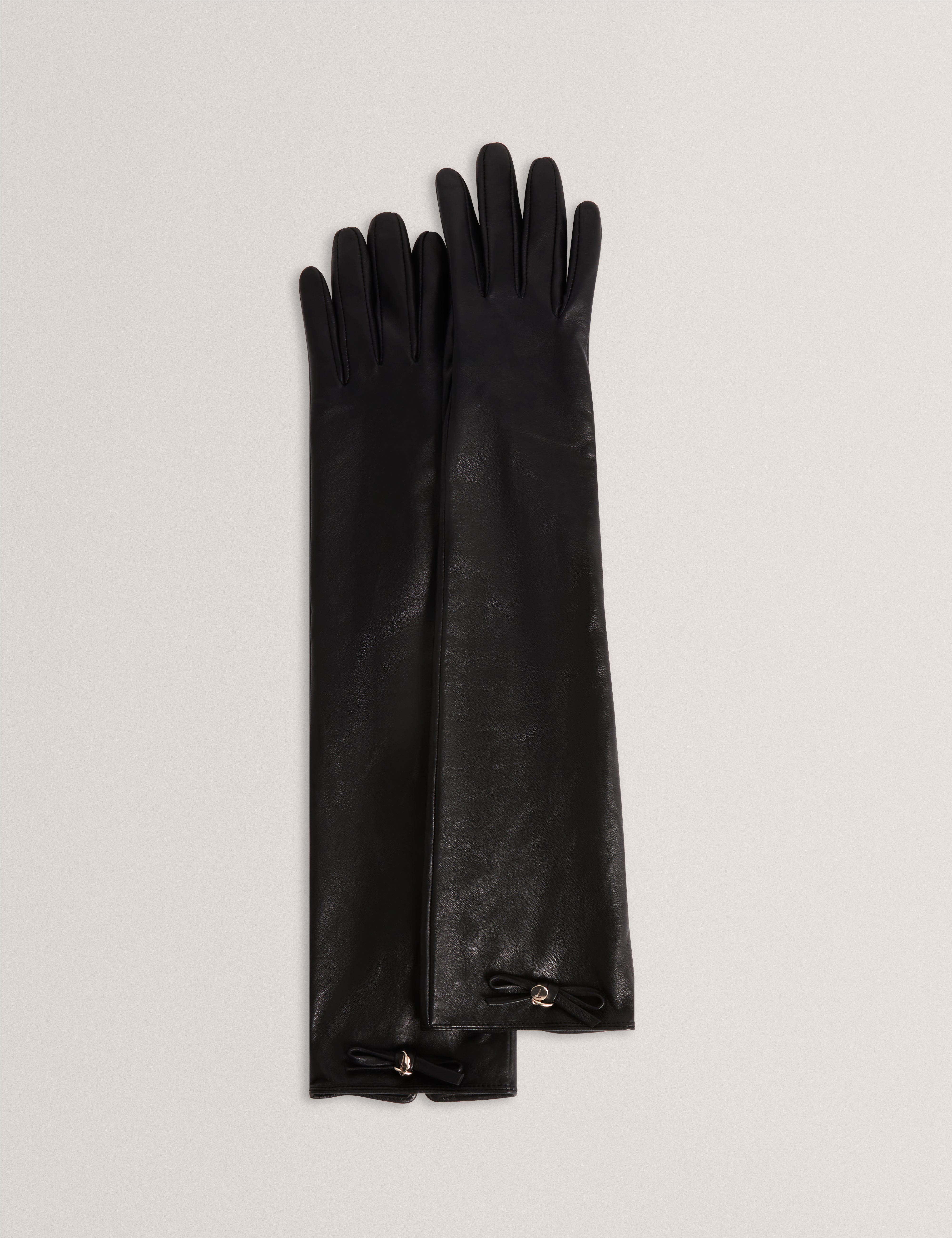 Clau Long Biker Gloves Detail Bow Black