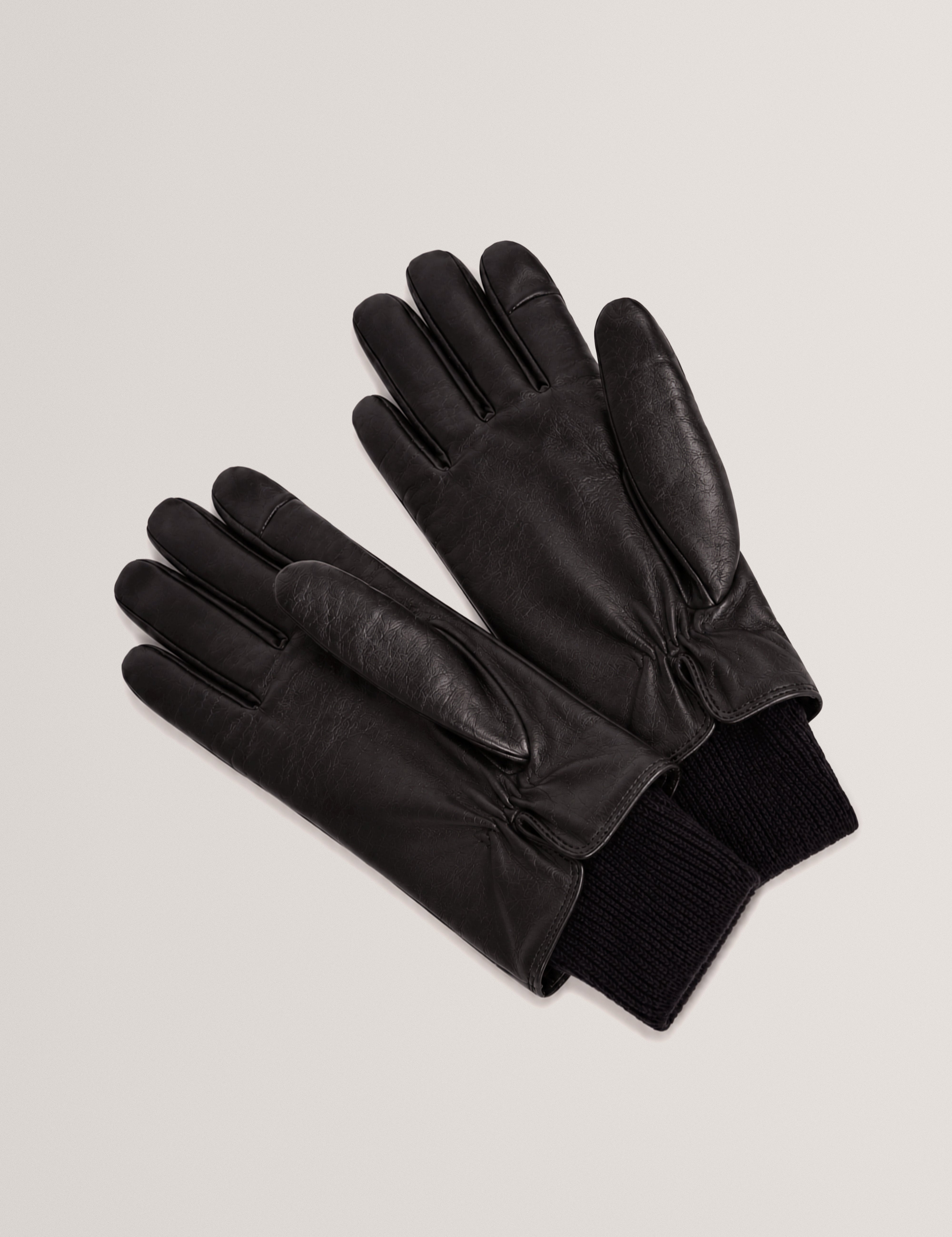 Channar Leather Knit Glove Black