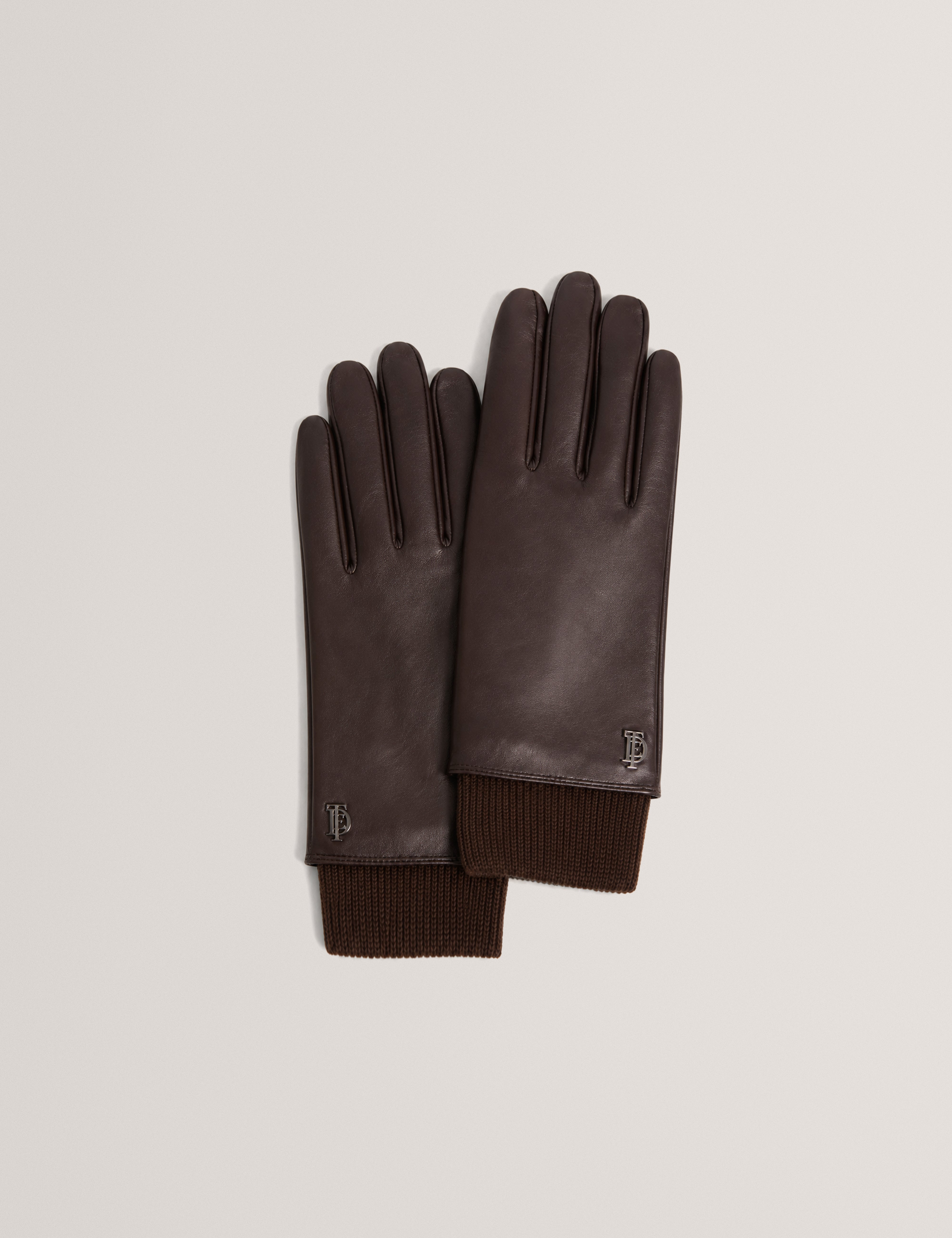 Channar Leather Knit Glove Brown