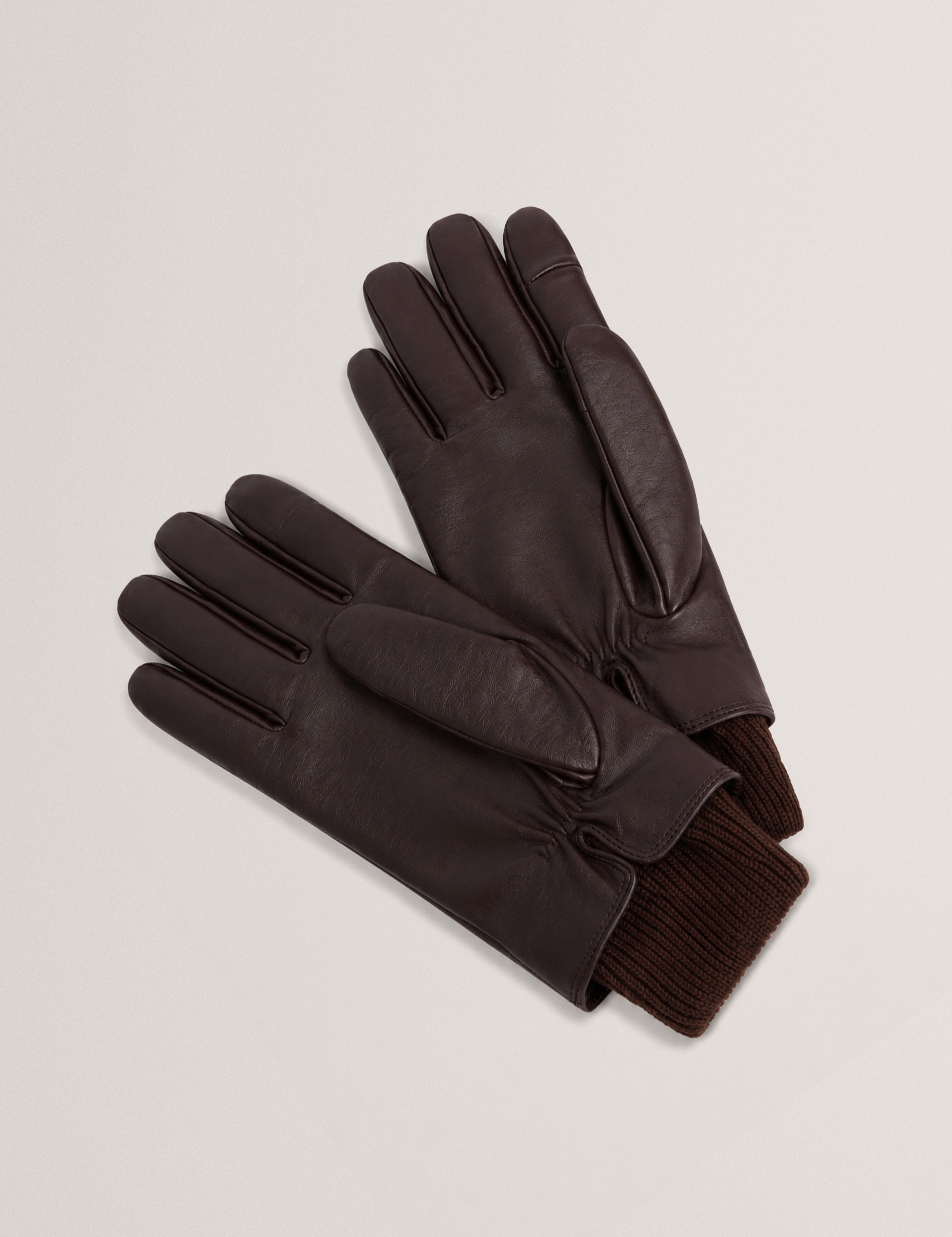 Channar Leather Knit Glove Brown